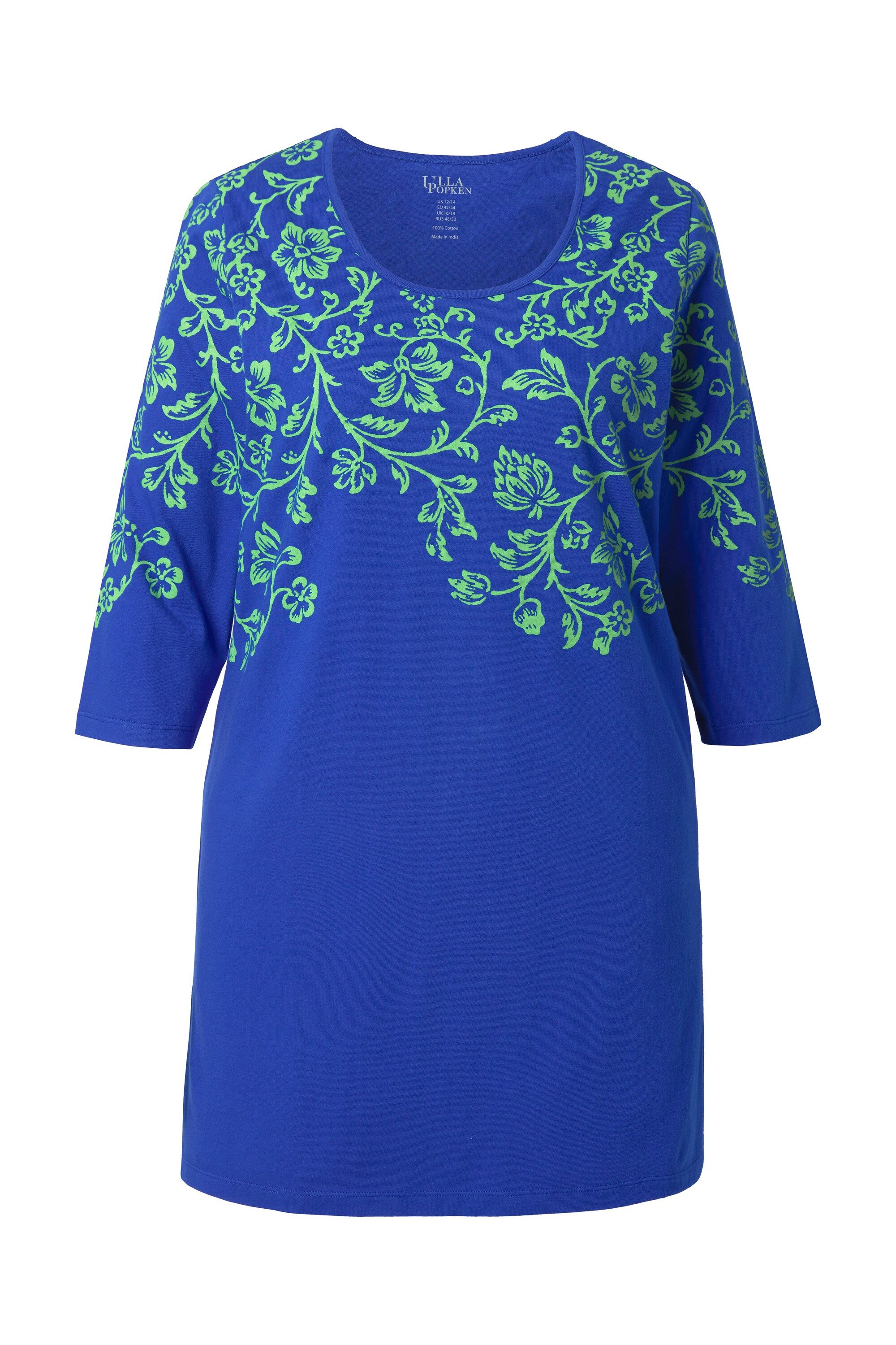 Ulla Popken Longshirt Longshirt bedruckt A-Linie Rundhals 3/4-Arm günstig online kaufen