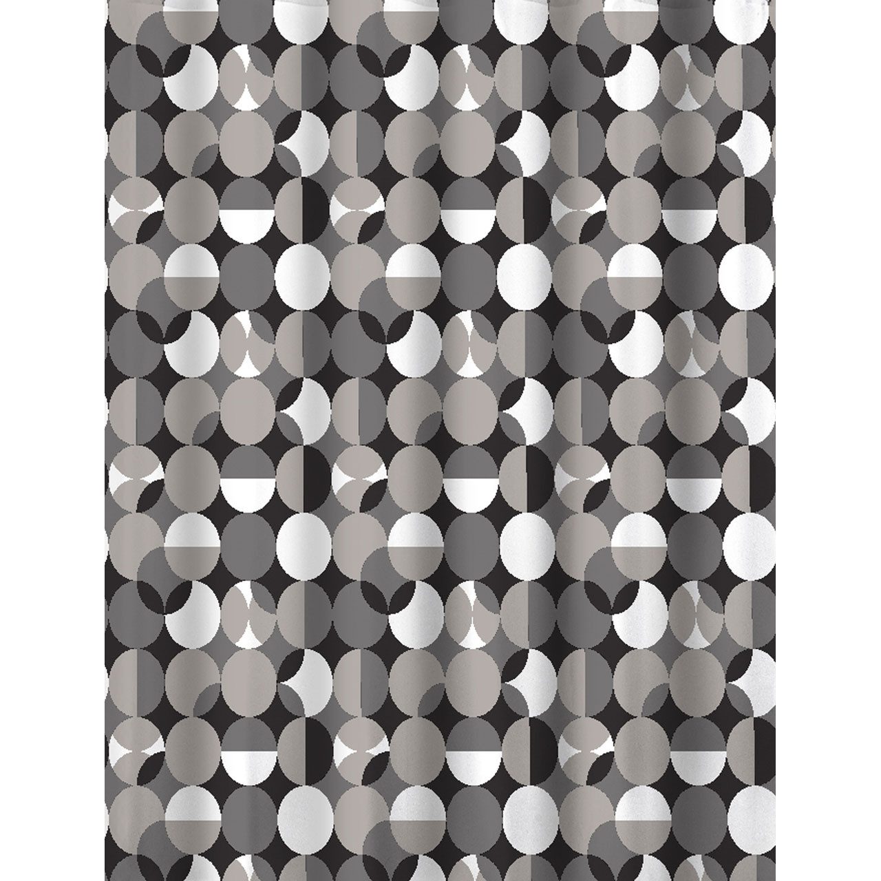 Euroshowers GmbH Duschvorhang Kreismuster Grau 180 × 200 cm Polyester mit 12 Ringen Breite 180 cm