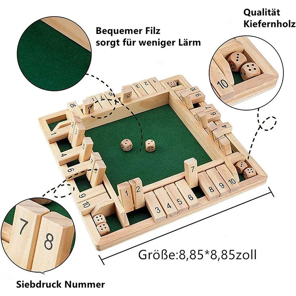 The Shut Jormftte Spieler Box,Holzwürfel, Würfelbrett