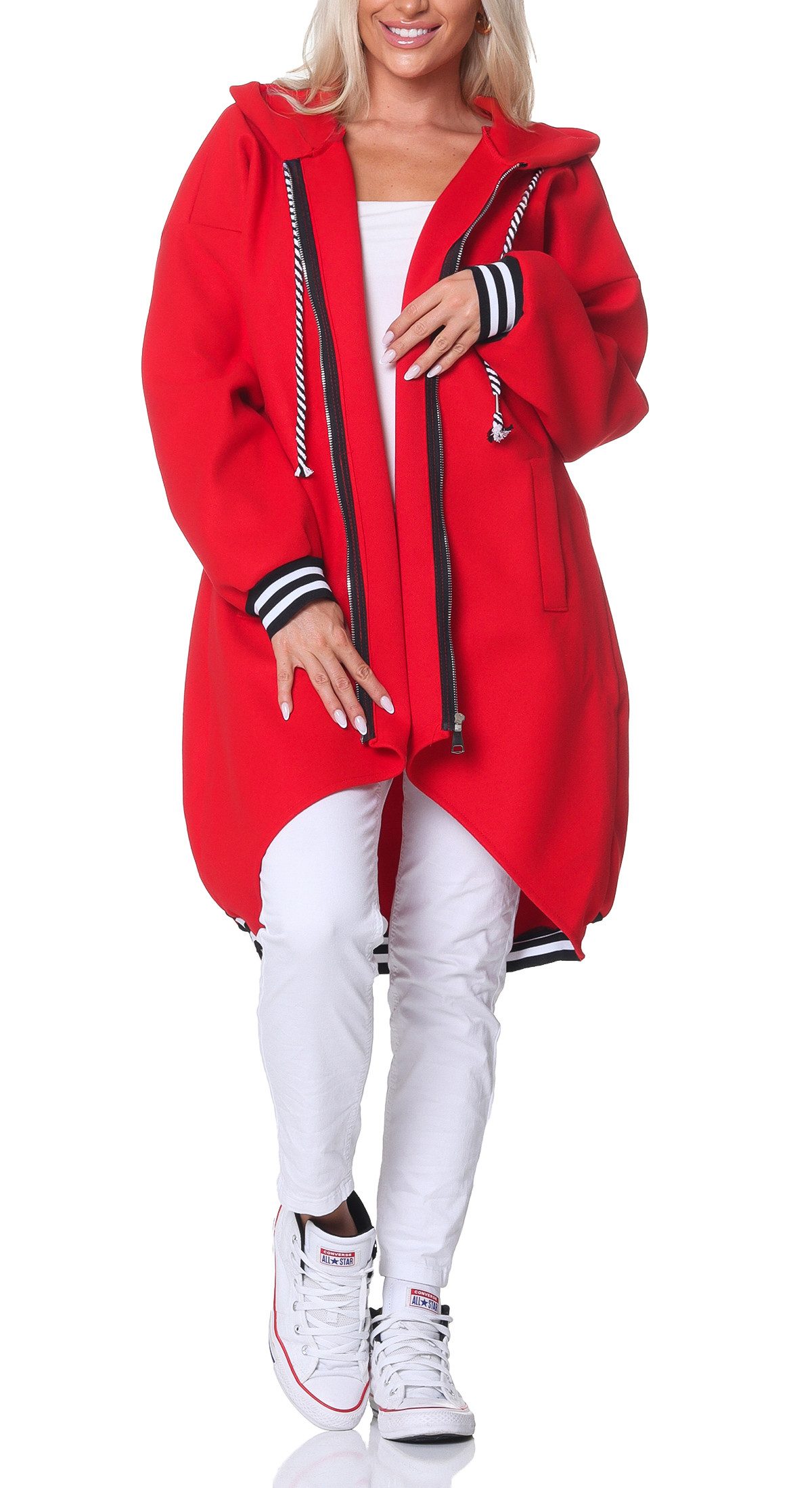 Kapuzennickijacke Damen Sweatjacke 5410 38-44 Rot
