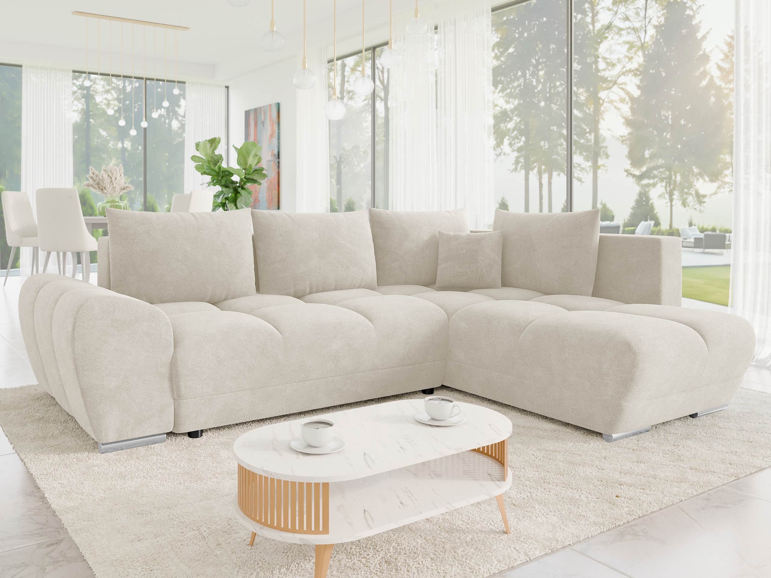 MIRJAN24 Ecksofa Forest, mit Schlaffunktion und Bettkasten, 290x183x85 cm, Ausziehmechanismus DL