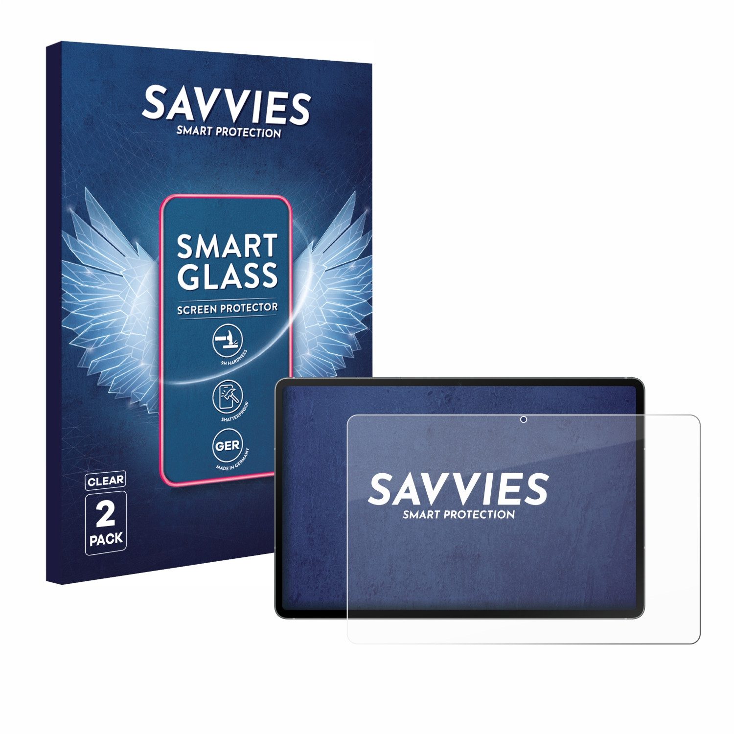 Savvies Displayschutzglas Schutzglas Panzer für Samsung Galaxy Tab S10 FE 5G, 2 Stück, Schutzfolie Display Schutz Glas Folie klar