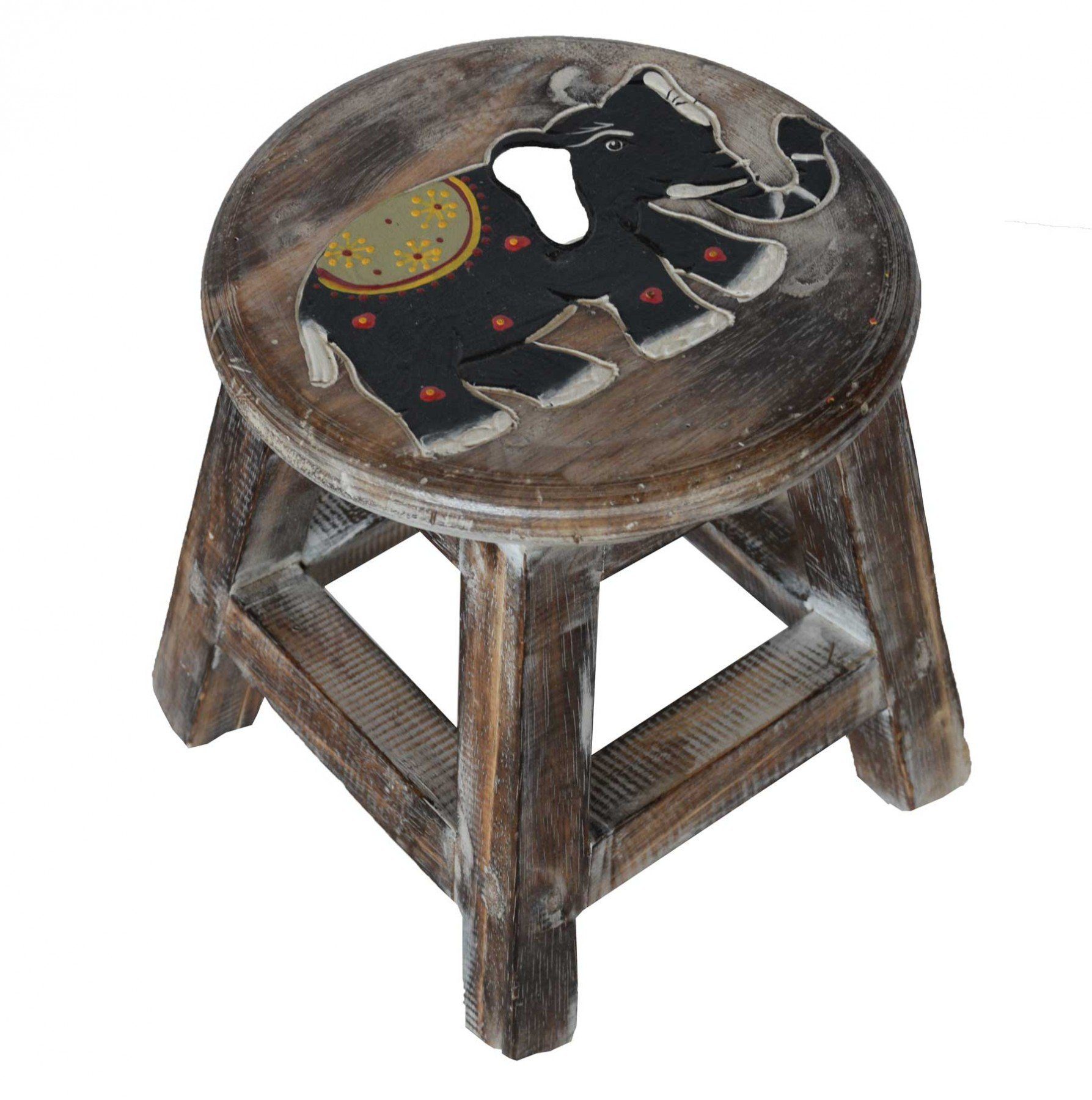 SIMANDRA Sitzhocker Holzhocker (1 St., Braun), Handarbeit