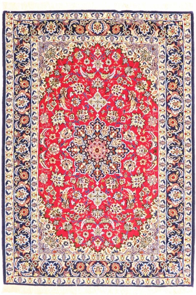 Orientteppich Isfahan Seidenkette 111x163 Handgeknüpfter Orientteppich, Nain Trading, rechteckig, Höhe: 6 mm