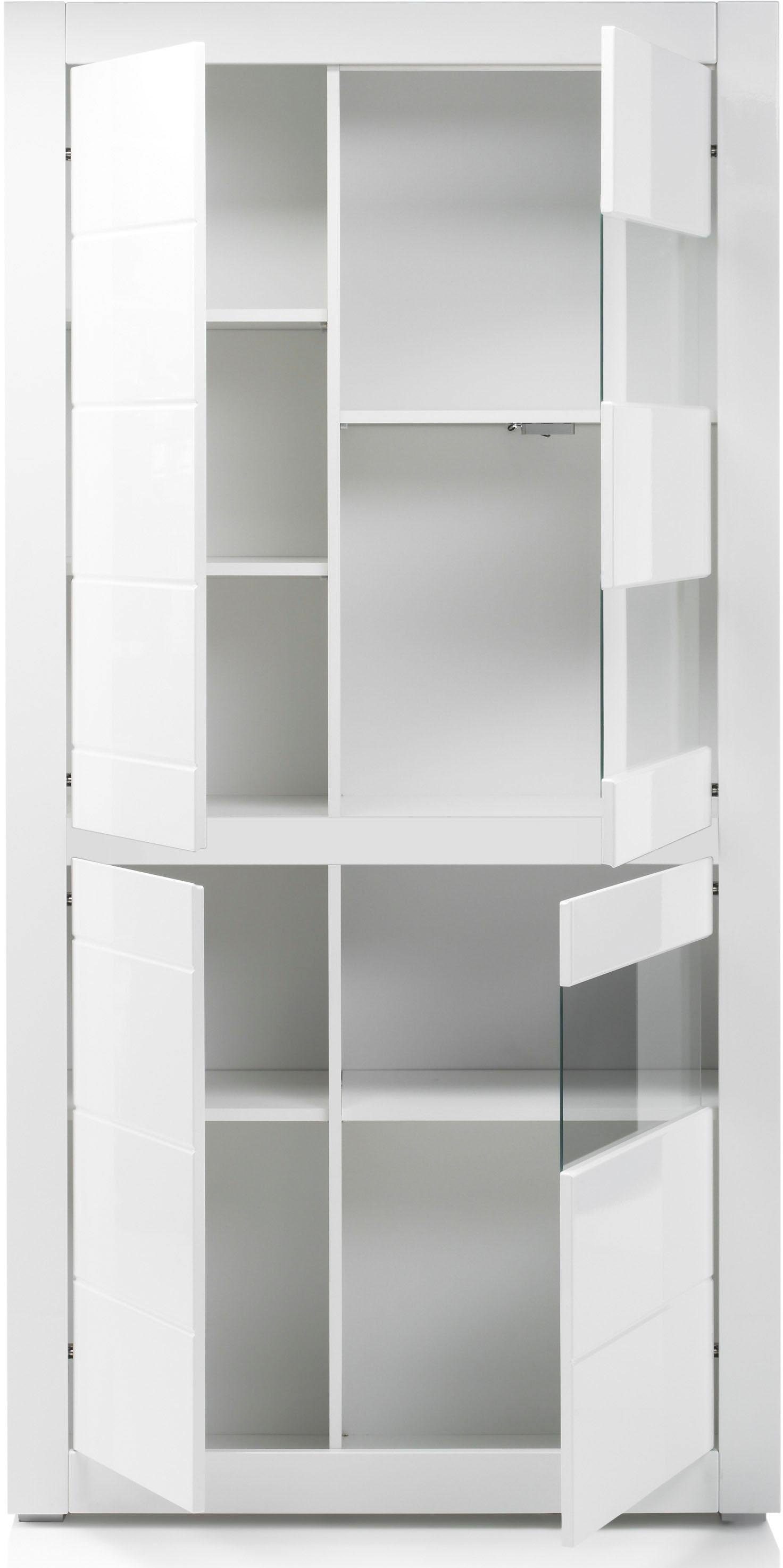 INOSIGN Vitrine Carat Höhe 198 cm, zwei Leisten angeliefert, 1 x grau, 1 x weiss