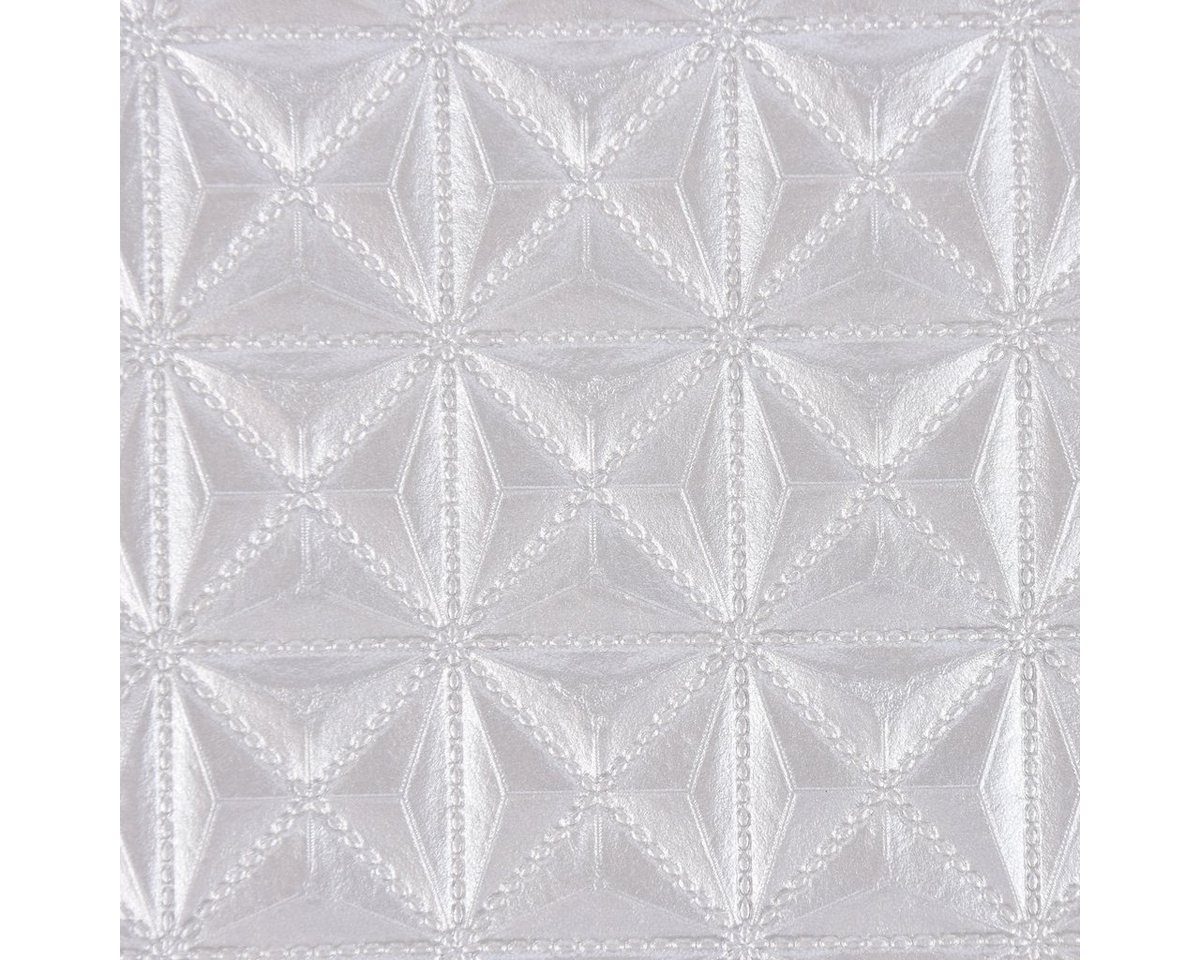 Thumbnail - SCHÖNER LEBEN. Stoff Kunstleder Stoff Abschnitt Dreiecke silber 50x68cm