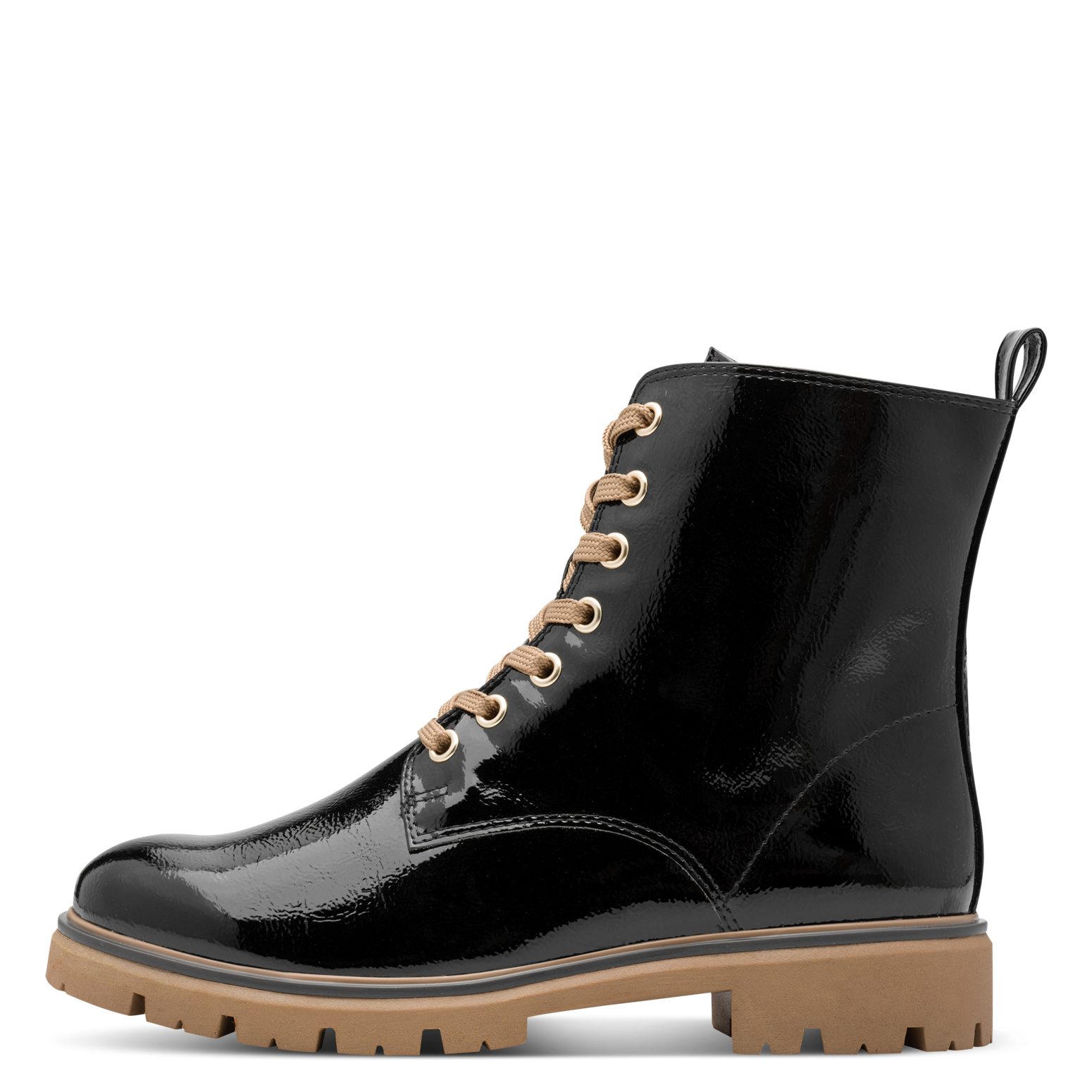 MARCO TOZZI Schnürboots, Blockabsatz, Schnürstiefelette in glänzender Optik günstig online kaufen