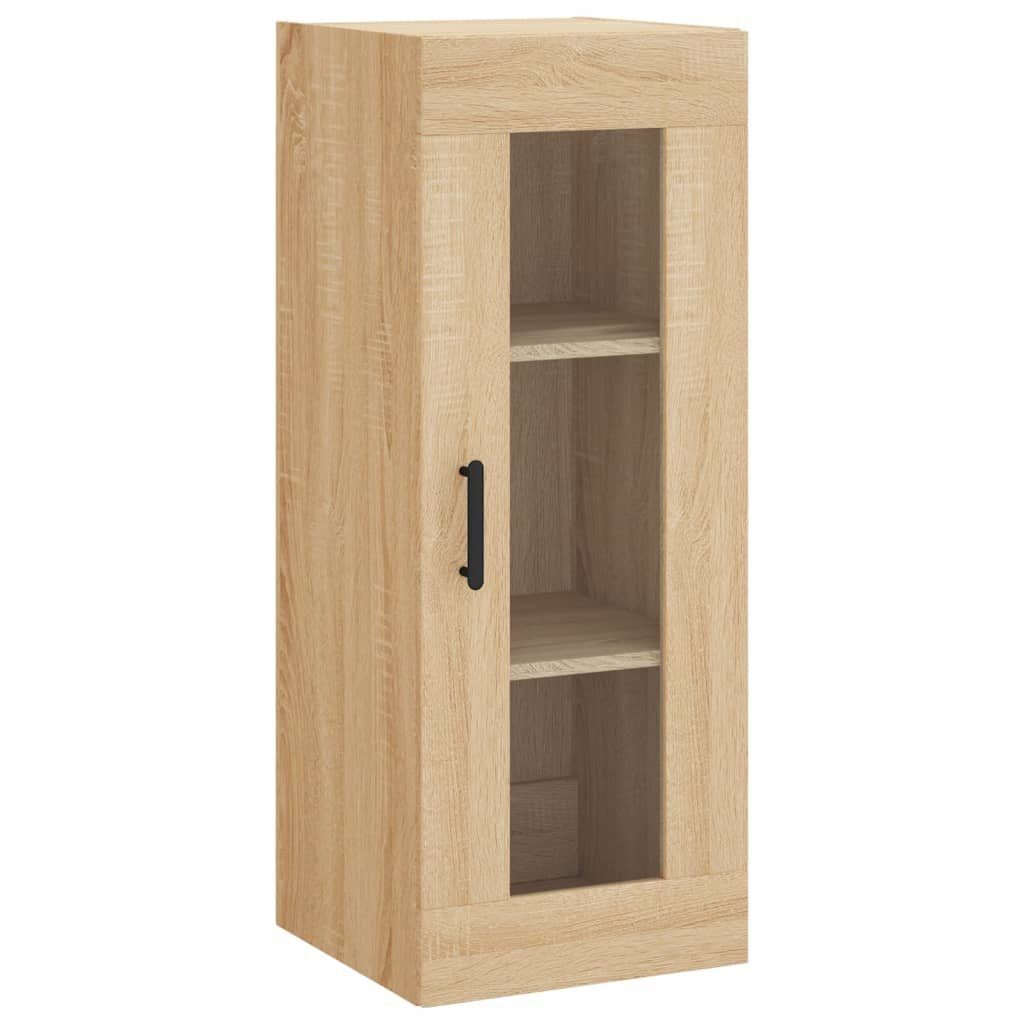 furnicato Wandhängeschrank Wandschrank Sonoma-Eiche 34,5x34x90 cm aus Holzwerkstoff, 1-tlg., Stauraum-Hängeschrank mit Glas, Griff und Platz für das Wohnzimmer