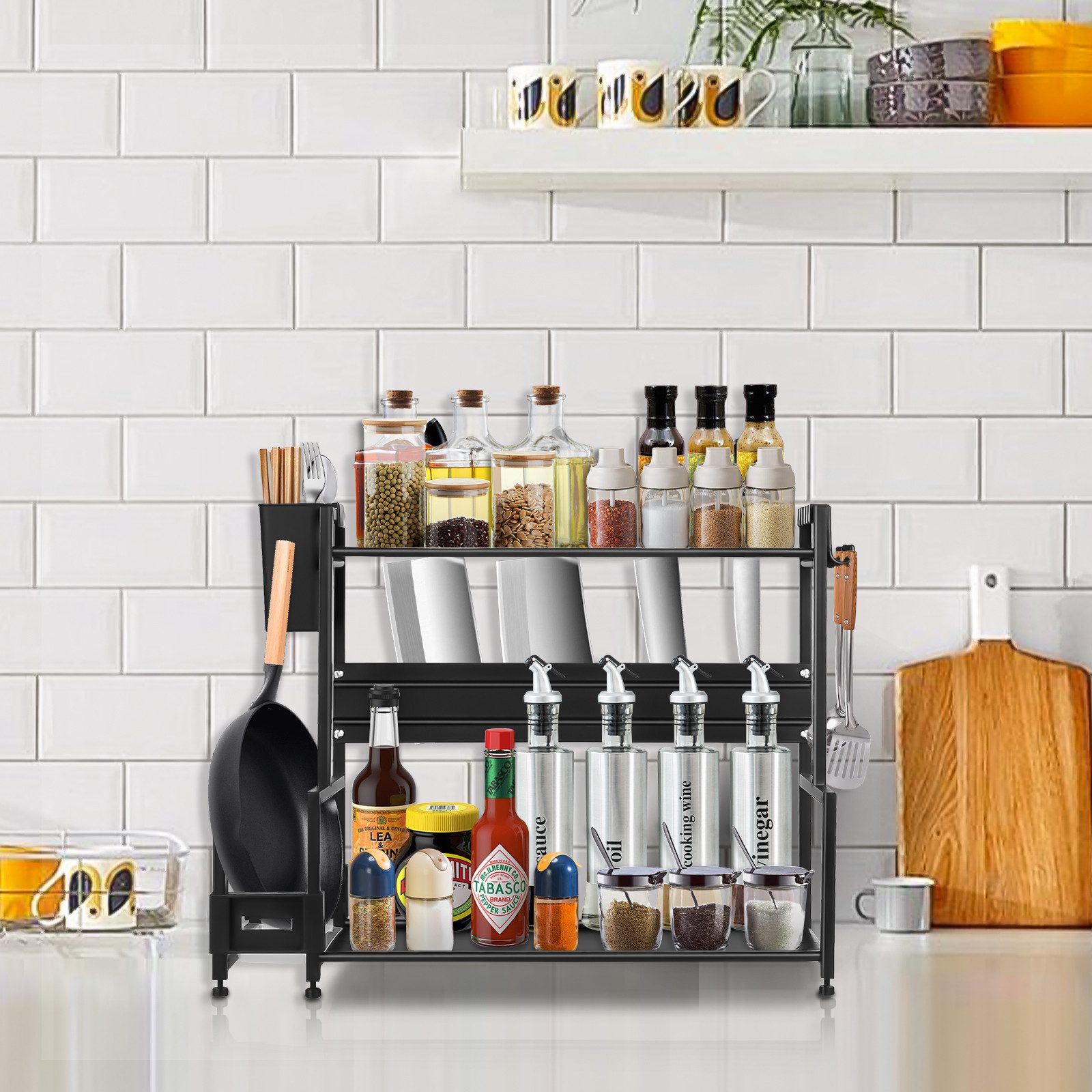 JEOBEST Gewürzregal Küche Gewürzhalter, 2 Etagen Gewürzdosen Küchenregal, G günstig online kaufen
