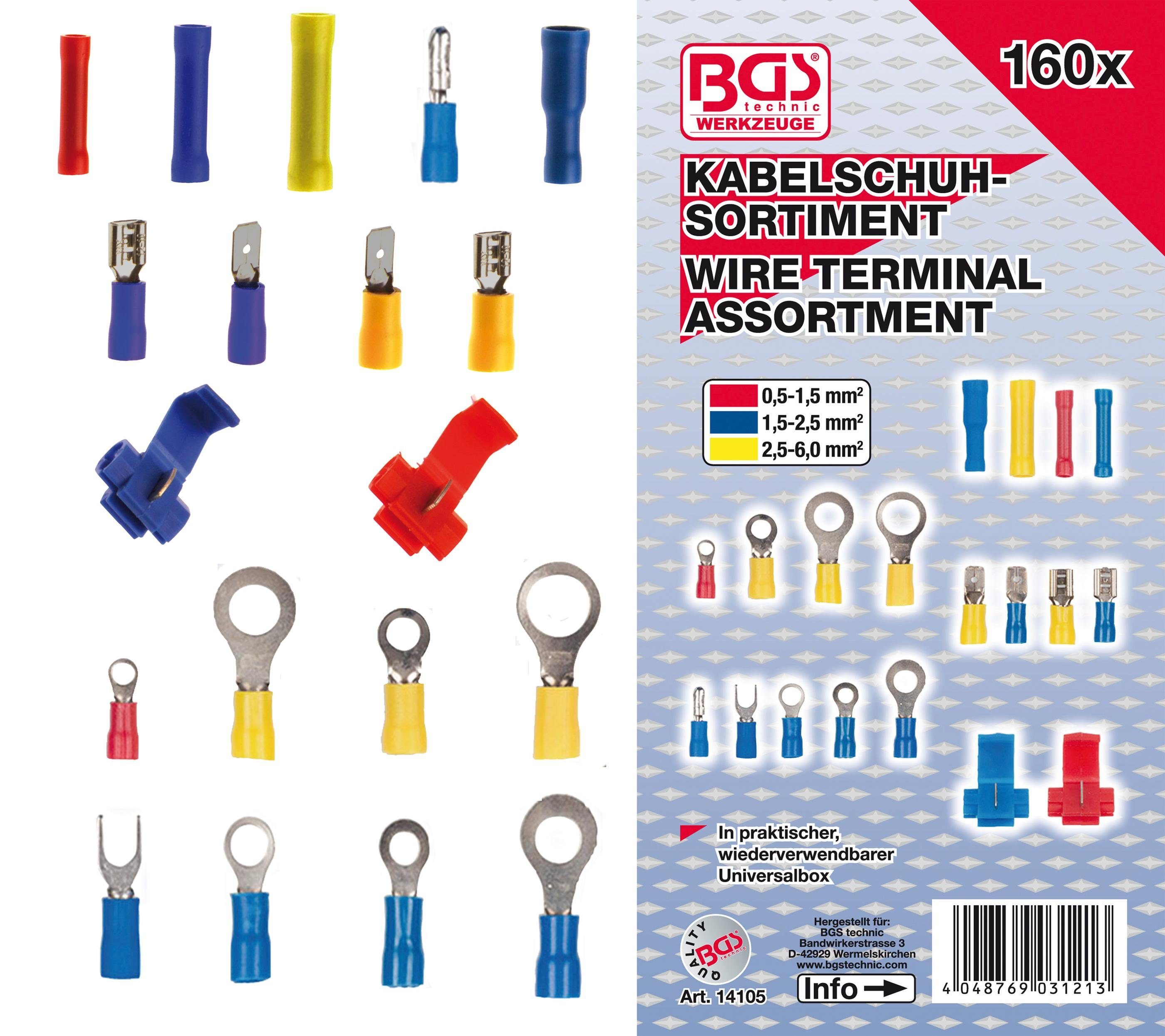 BGS Kabelschuh-Sortiment, Crimpzange 160-tlg. technic