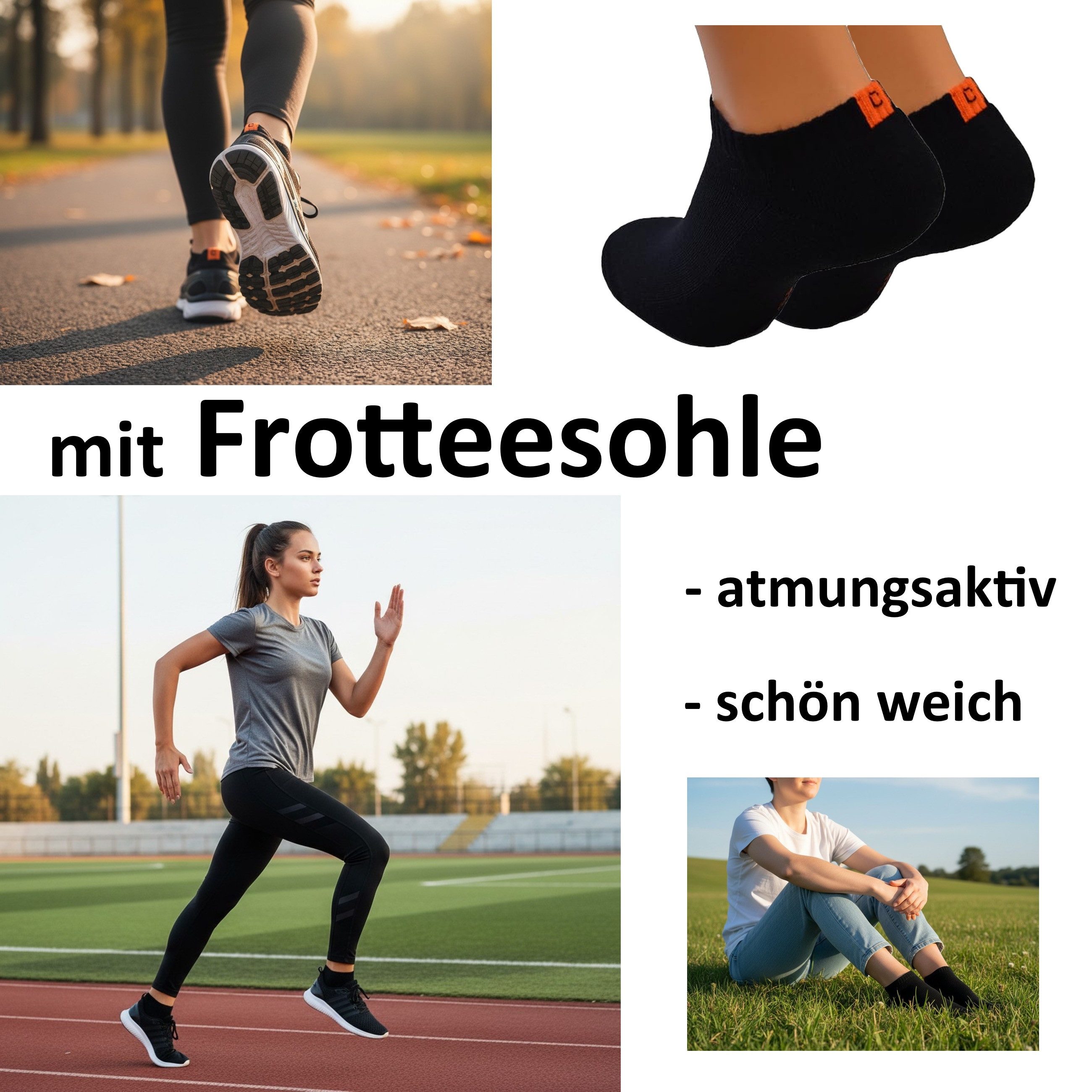 Cocain underwear Sneakersocken Damen Herren Sport Sneakers Socke schwarz weiß dicke Frottee Sohle 100 (6-Paar) atmungsaktiv feuchtigkeitsregulierend
