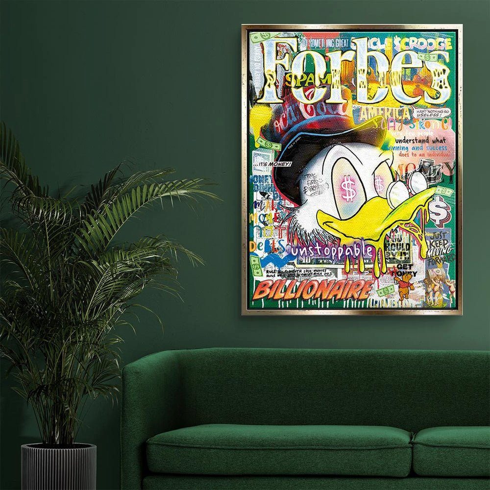 Pop Forbes DOTCOMCANVAS Comic Leinwandbild, Duck weißer collage Leinwandbild Dagobert DOTCOMCANVAS® Rahmen Art