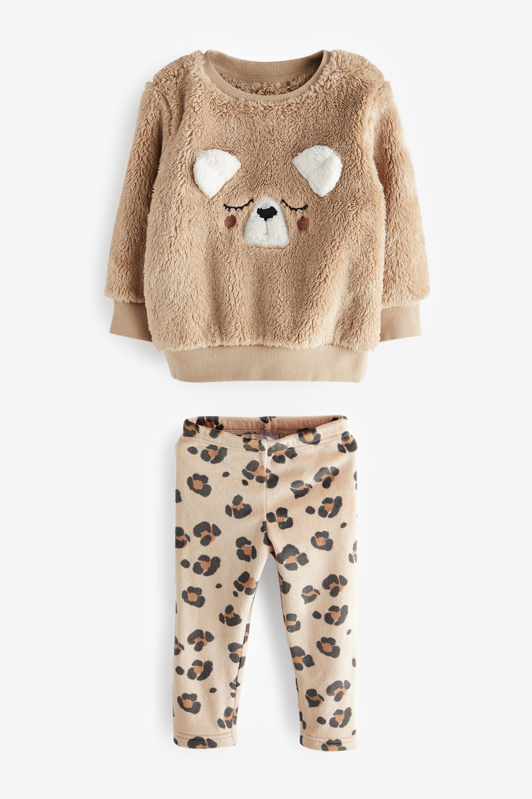 Kuscheliger Brown Next Fleece-Pyjama (2 Bear tlg) Pyjama