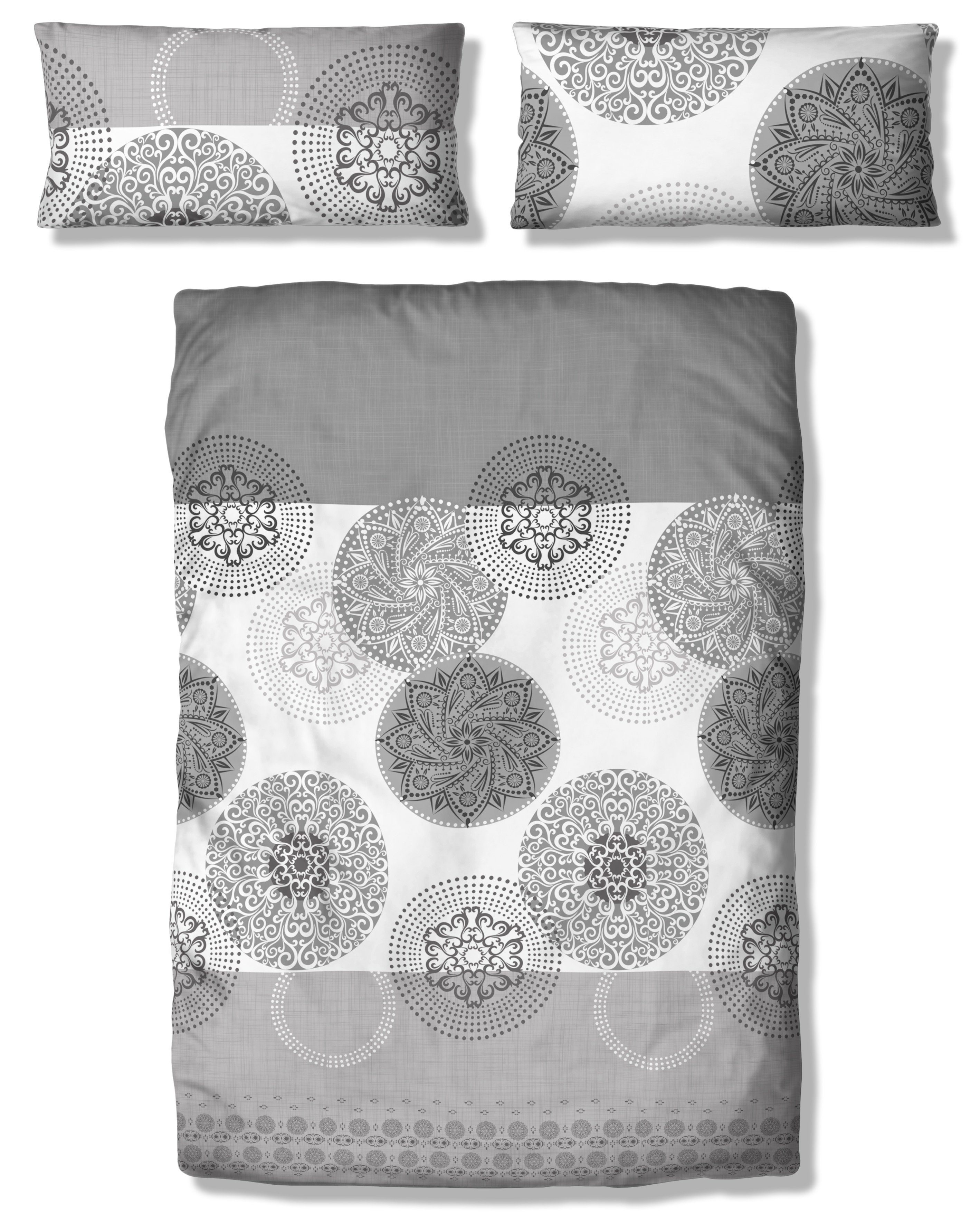 my home Bettwäsche Tesso in Gr. 135x200, 155x220 oder 200x200 cm, Polycotton recycelt, 2 teilig, Baumwolle, Bettwäsche mit Ornamenten und in verschiedenen Qualitäten