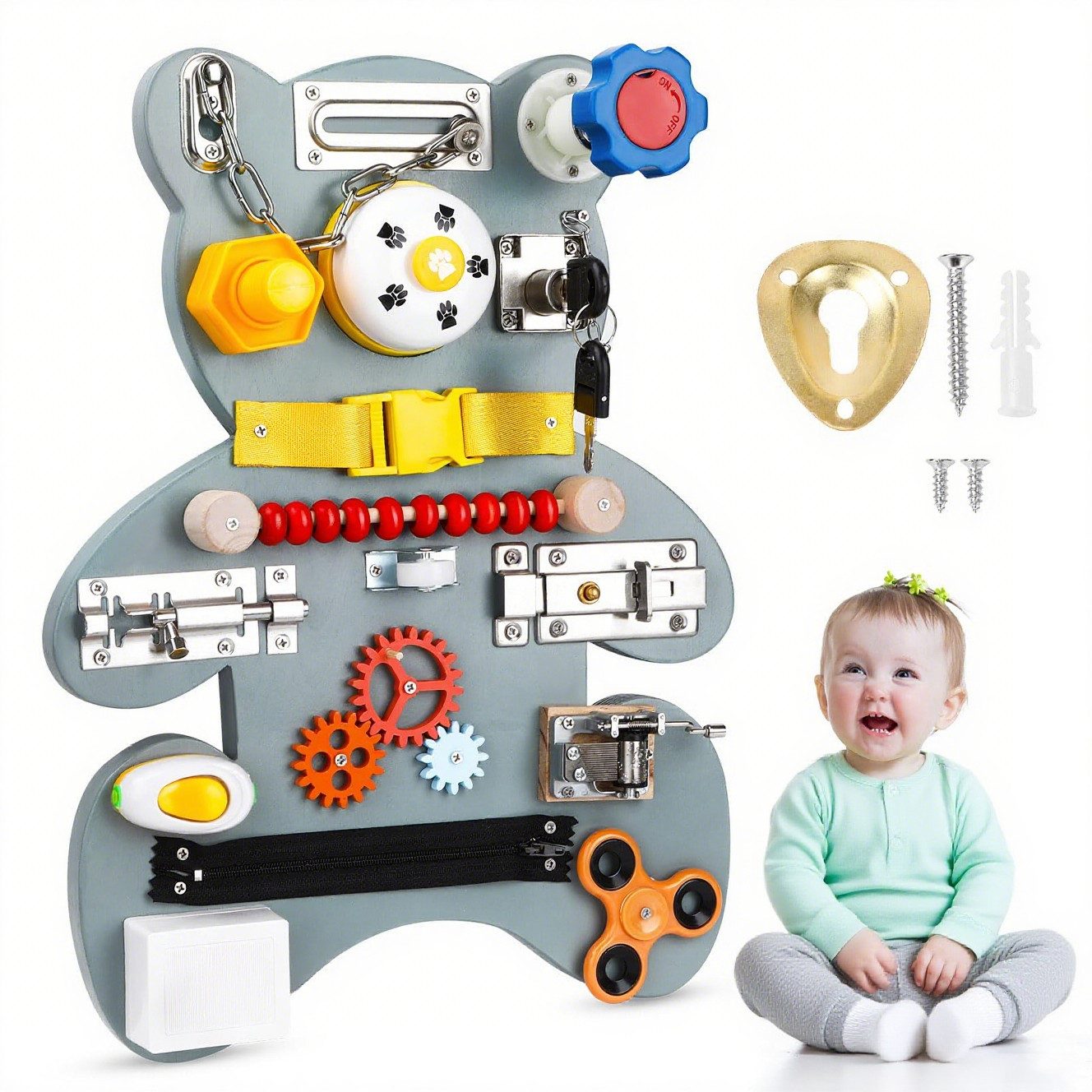 CLTYQ Motorikbrett Montessori-Aktivitätsbrett, Spielzeug für 1 bis 6 Jahre, Holzpuzzle, Montessori-Spielzeug, sensorisches Lernspielzeug, Geburtstagsgeschenk