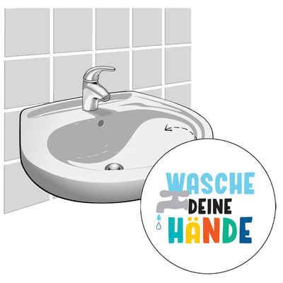 LK Trend & Style Sticker Wasche deine Hände Aufkleber für Waschbecken oder Fliesen, (Spar-Set), Als Erinnerung und Motivation