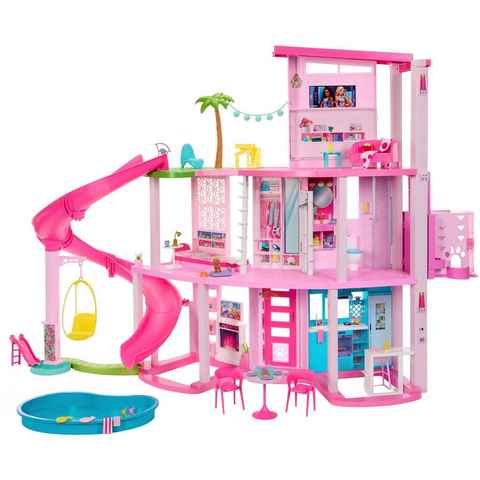 Barbie Puppenhaus Traumvilla, mit 3 Etagen, Licht- und Soundeffekt, Wendelrutsche, Balkon und Pool