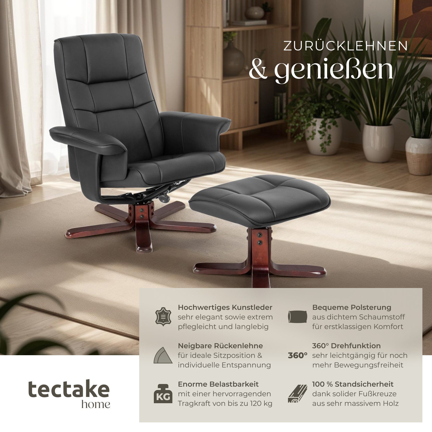 tectake Relaxsessel Fernsehsessel, mit Hocker günstig online kaufen