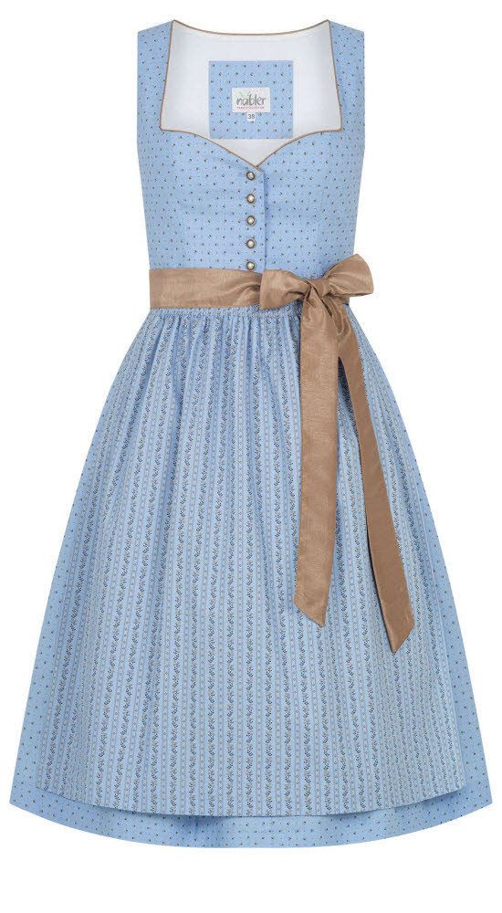 Nübler Trachtenkleid Midi Dirndl Alma in Hellblau von Nübler