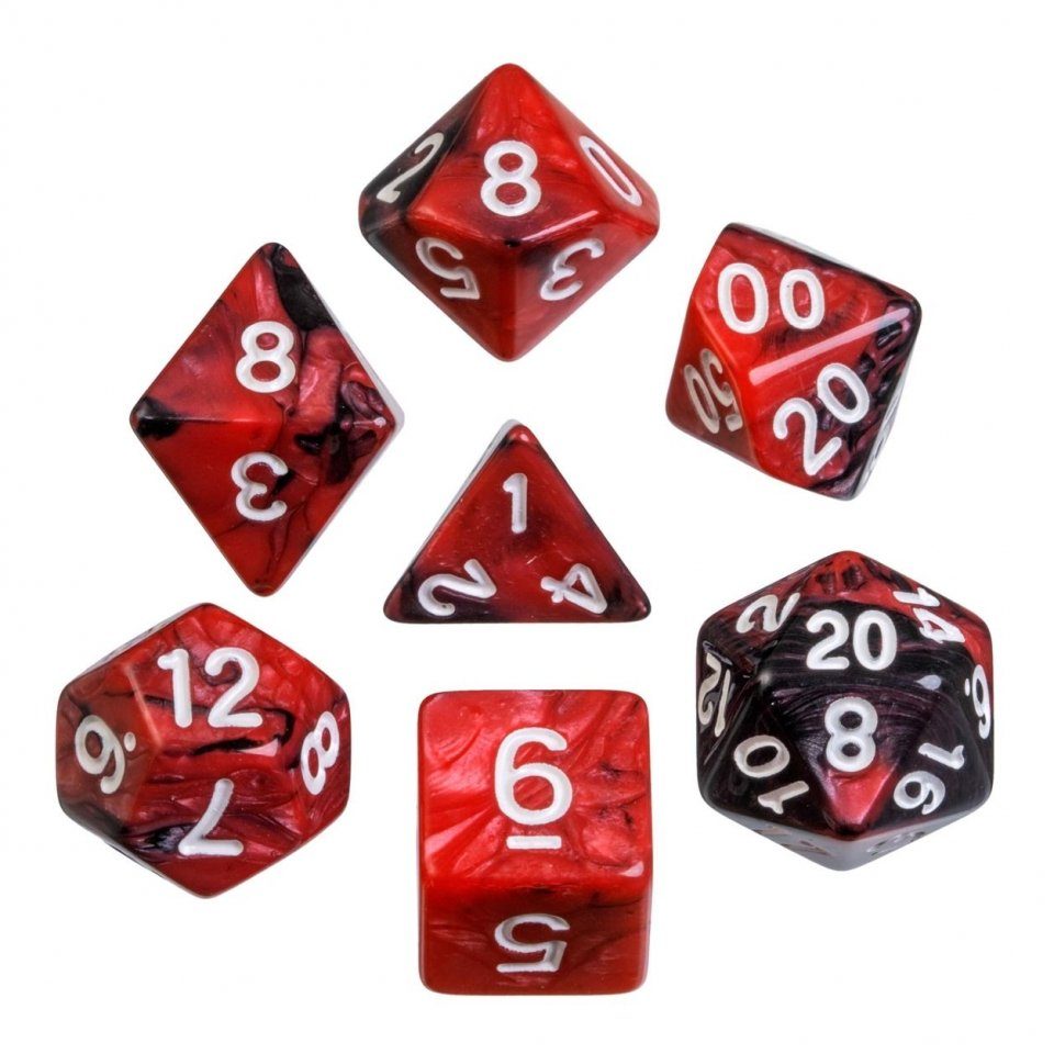 Philos Spiel, Würfel - oblivion - rot - 7er Beutel - mehrseitig