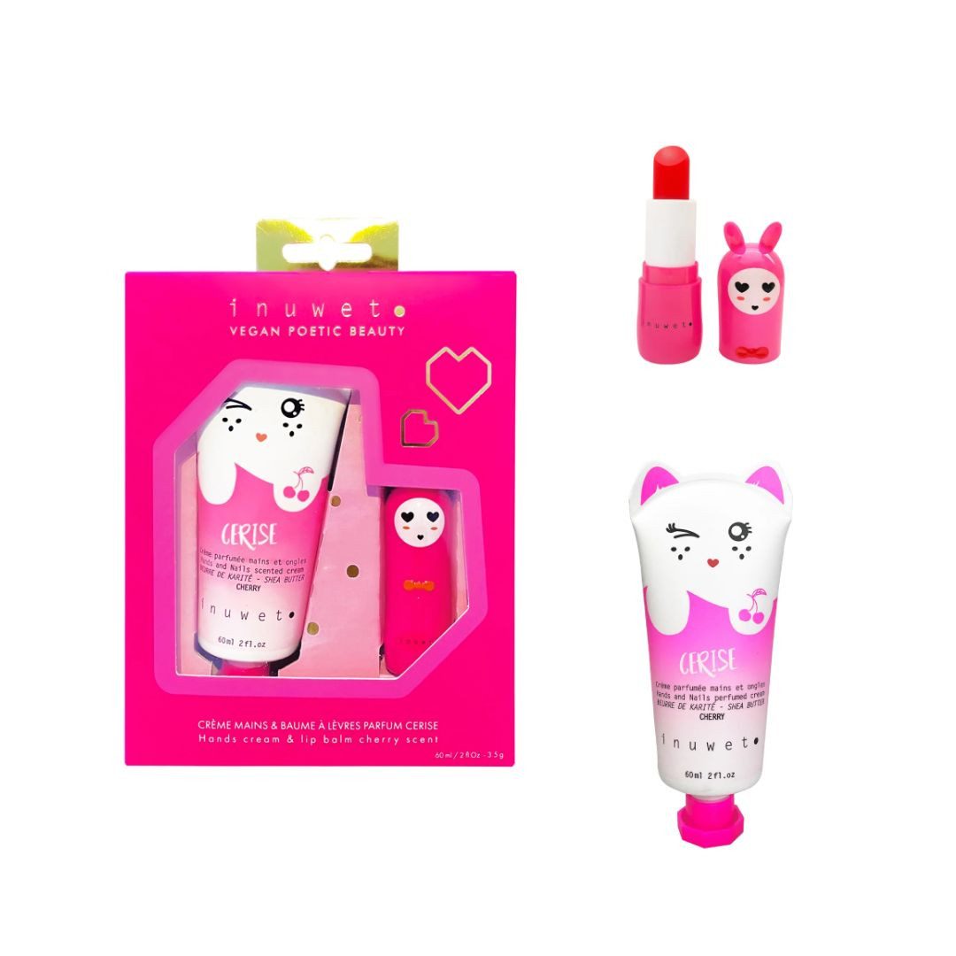 suebidou Pflege-Geschenkset Wiz Set Handcreme und Lipbalm cherry vegane für alle Hauttypen, nachhaltig, kreativ, vegan, tierversuchsfrei, hautfreundlich