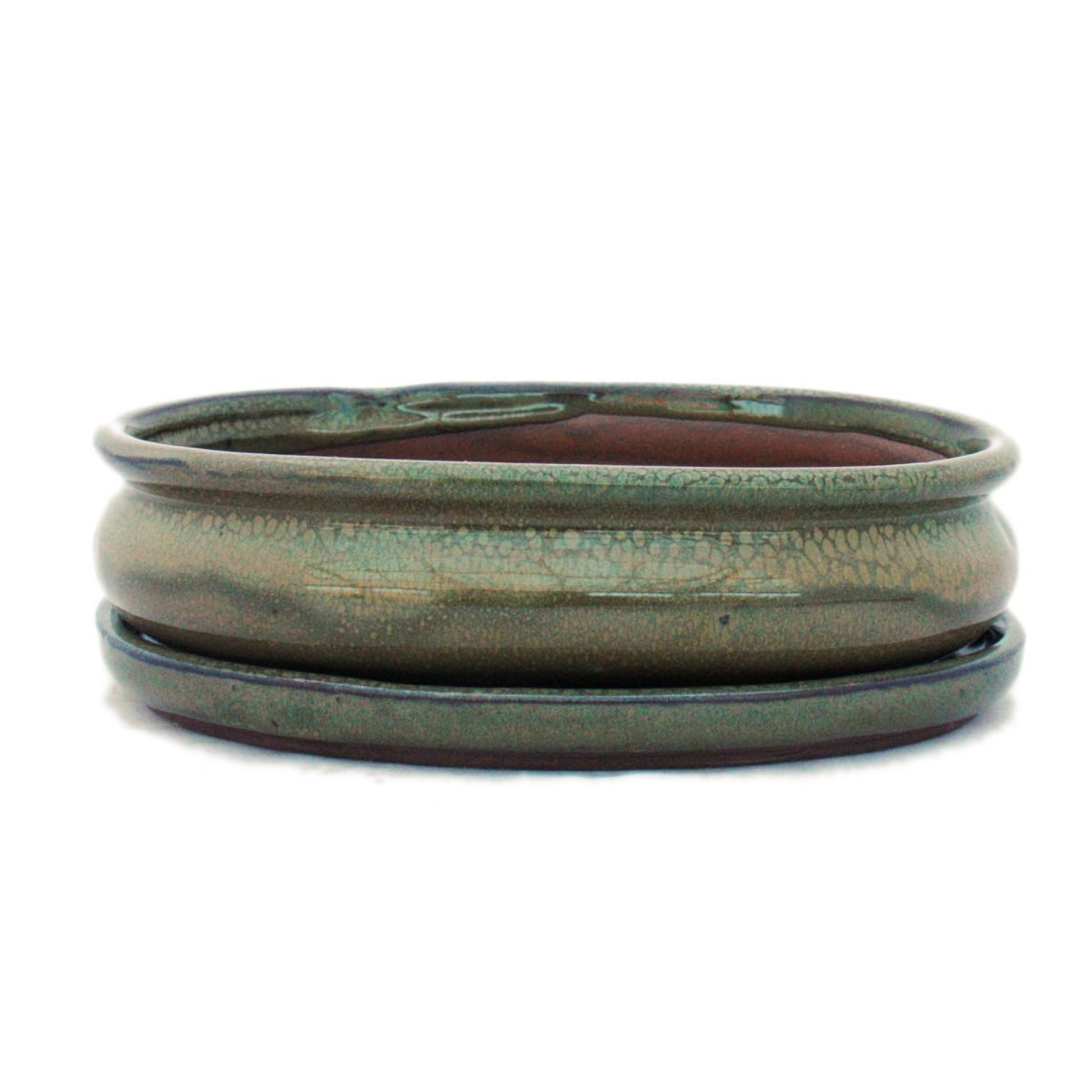 Exotenherz Pflanzschale Bonsai-Schale mit Unterteller Gr. 3 Oliv-Braun oval günstig online kaufen