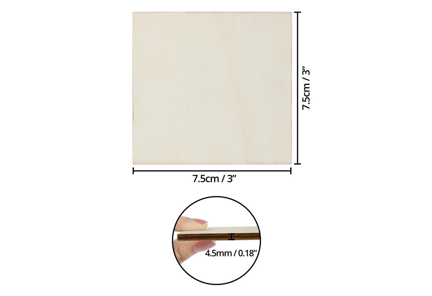 Thumbnail - Belle Vous Kantholz Holzplatten Set - 60 Stück 7,5x7,5cm für DIY-Projekte, (60-tlg)