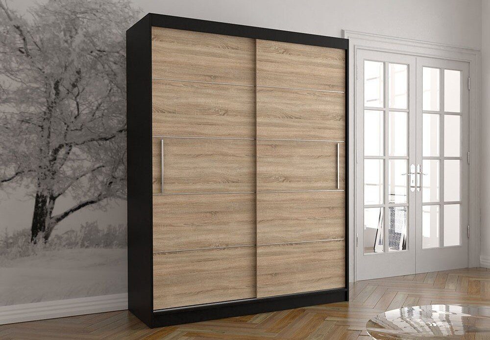 Polini Home Schwarz-Eiche Polini Schwebetürenschrank Schwarz-eiche 150x200 Geräumig | H schwarz-eiche Schwebetürenschrank Comfort Prime von