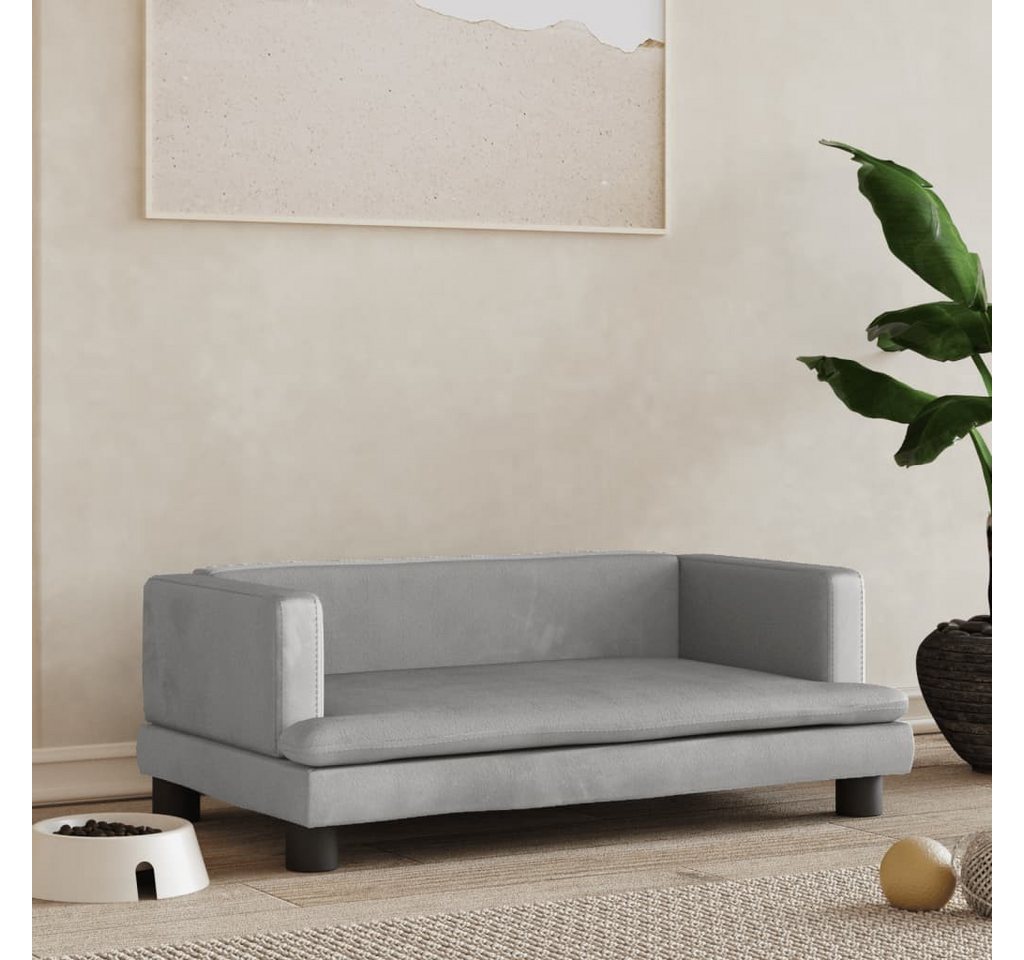 Thumbnail - vidaXL Tierbett, Hundebett Hellgrau 80x45x30 cm Samt