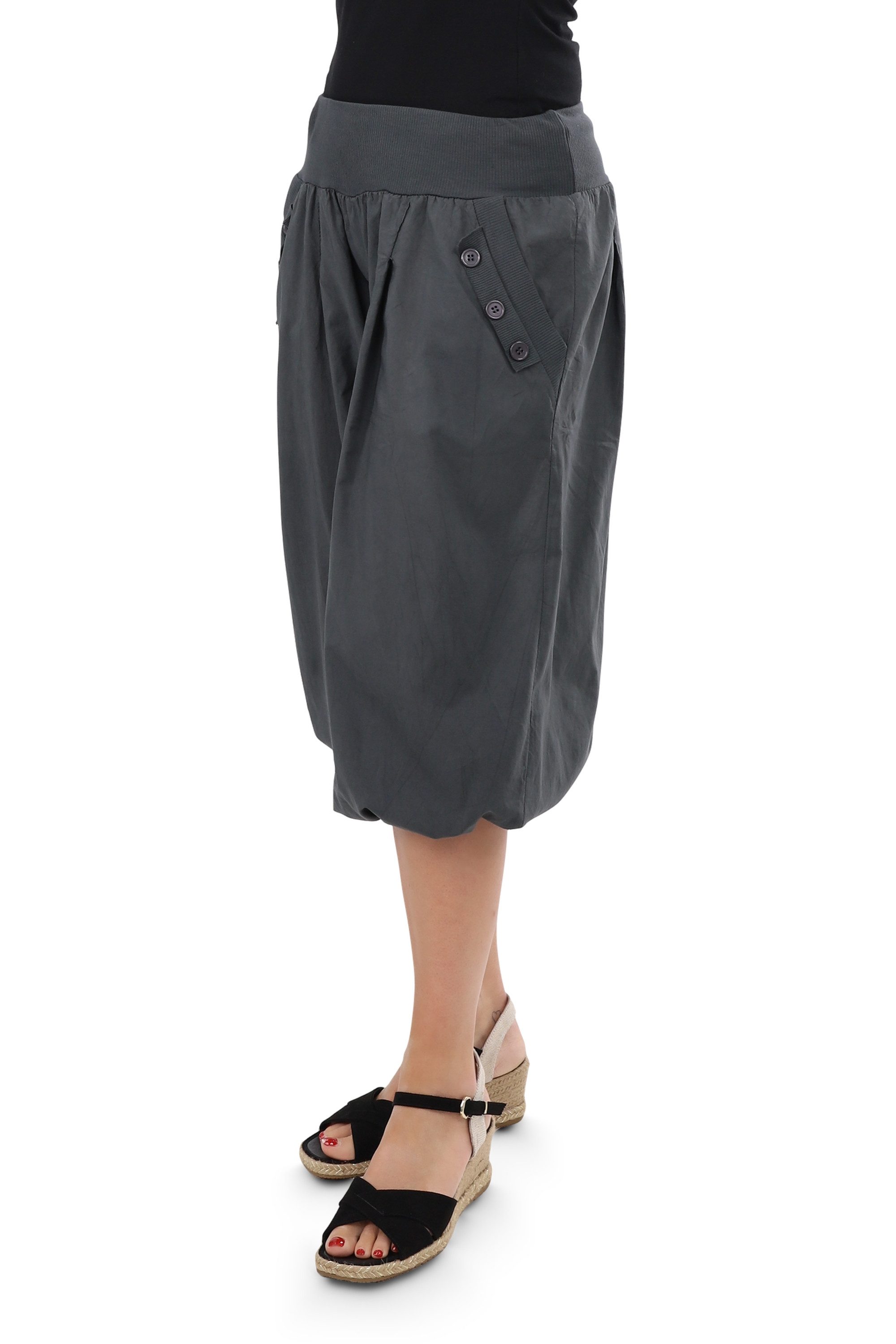 malito more than fashion Caprihose malito Damen Pumphose Capri 23286P kurze low waist Aladinhose Caprihose in Unifarben Einheitsgröße