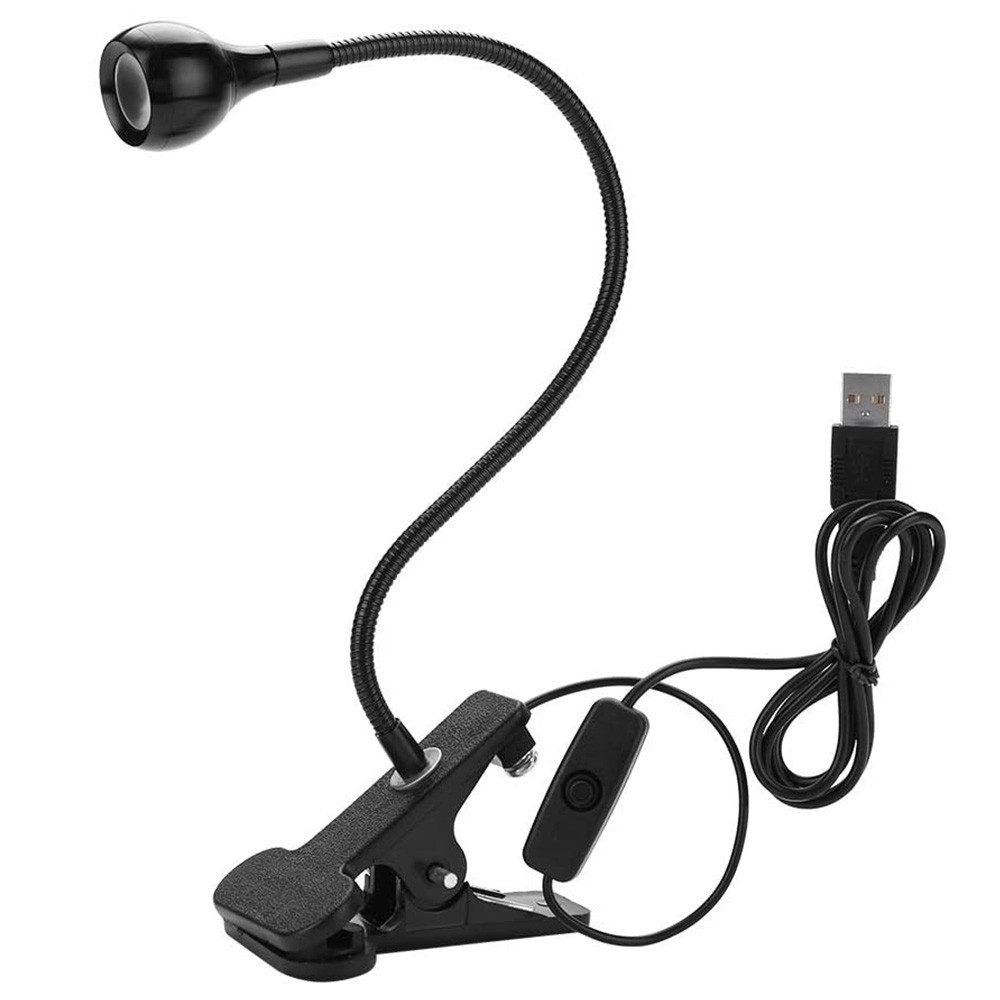 Rosnek LED Klemmtischleuchte LED-Leselicht, Clip-on Schreibtischlampe, USB, Augenschutz, Warmweißes Licht, Warmes Weiß, Weiße, 360° flexibel Schwanenhals – Bild 5 von 5