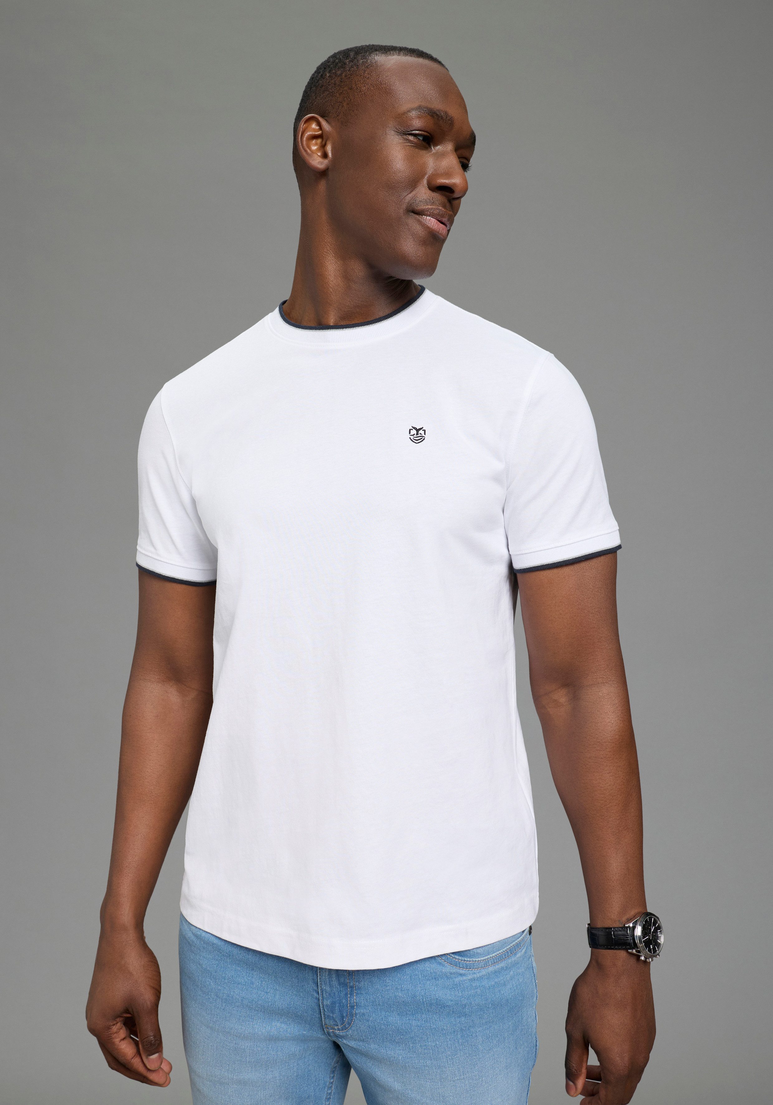 DELMAO Rundhalsshirt Neue Kollektion! (2er- Pack) Kurzarmshirt, klassischer Basic-Stil, normale Passform, unifarben