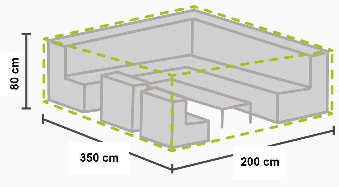 Gardissimo Gartenmöbel-Schutzhülle Larino Atmungsaktiv, frostbeständig, wasserdicht, Premium 344493 (Packung, 1-St., Premium Schutzhülle), 350 x 200 x 80 cm