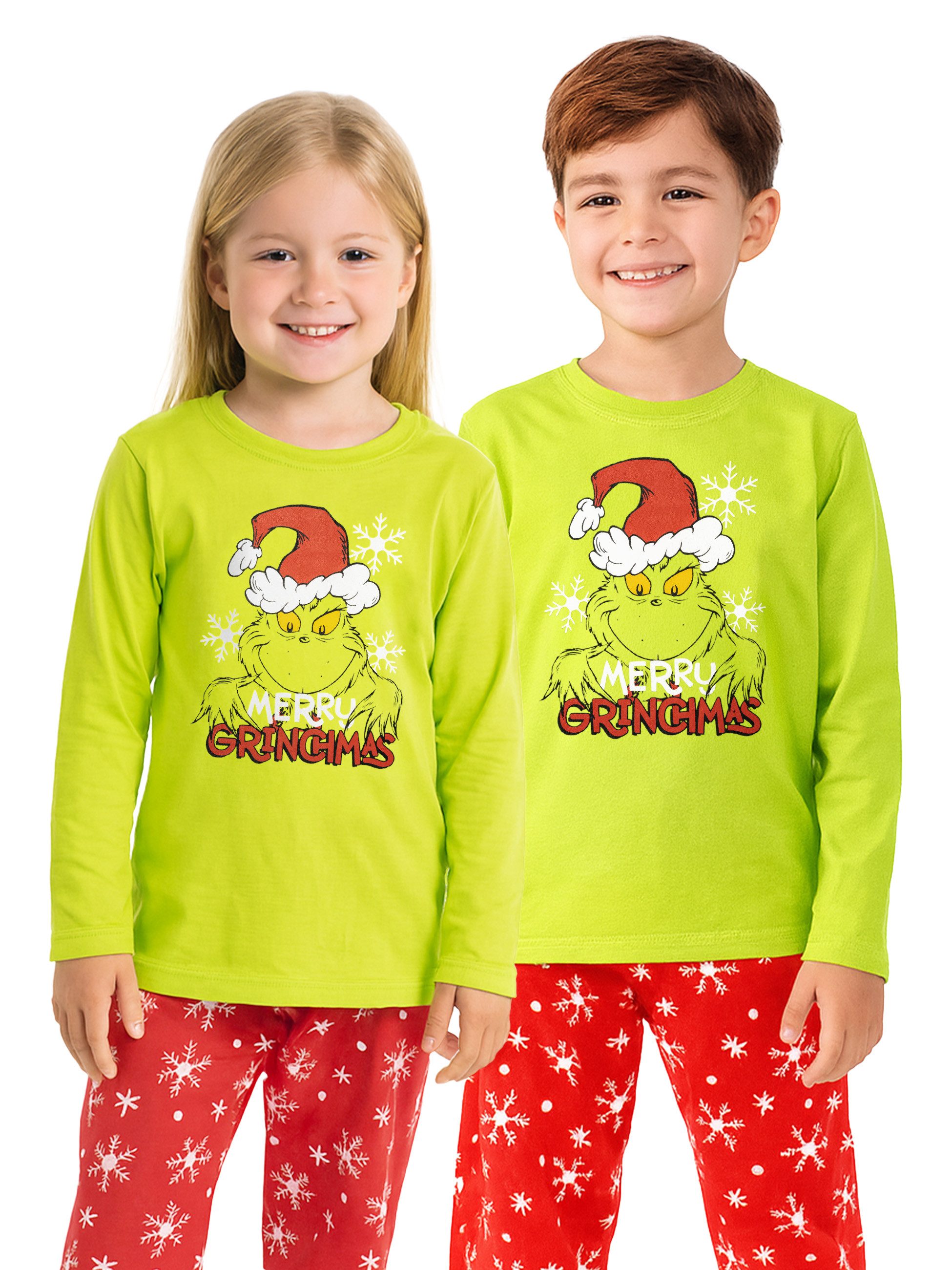 United Labels® Schlafanzug The Grinch Schlafanzug Pyjama Set Langarm Oberteil mit Hose