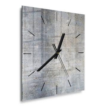 DEQORI Wanduhr 'Unverputzte Zementtextur' (Glas Glasuhr modern Wand Uhr Design Küchenuhr)