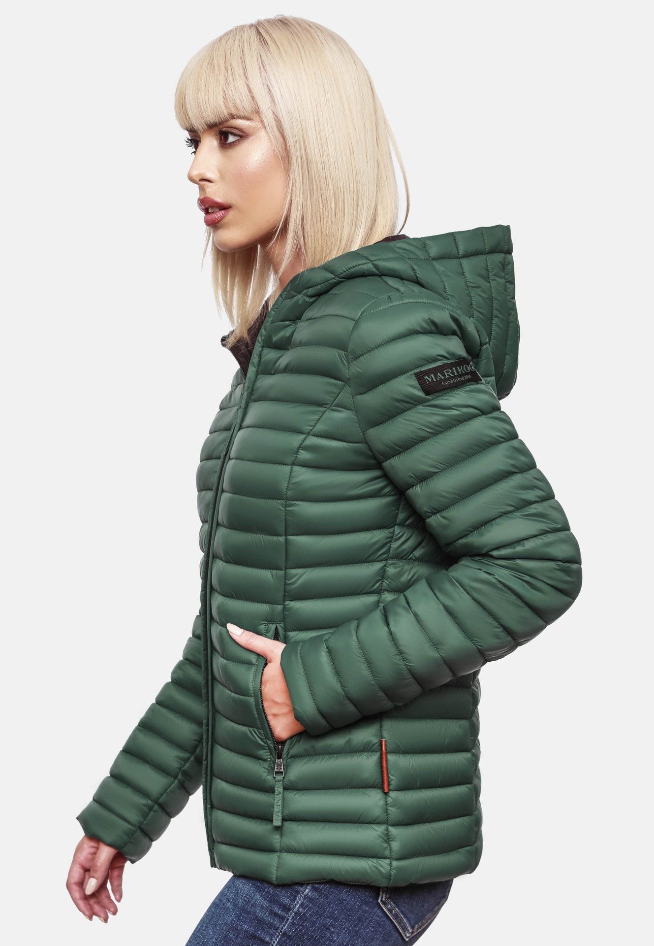 Marikoo Steppjacke Marikoo Asraa Damen Steppjacke B857 Übergangsjacke mit kontrastfarbendem Reißverschluss