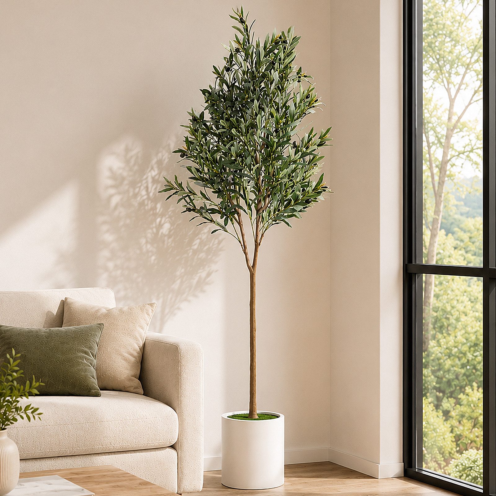 Kunstpflanze Künstlicher Banyanbaum Kunstpflanze mit Massivholzstamm, Topf, BlingBin, Höhe 180 cm, Kunstpflanze für Wohnzimmer Schlafzimmer Büro, Grün
