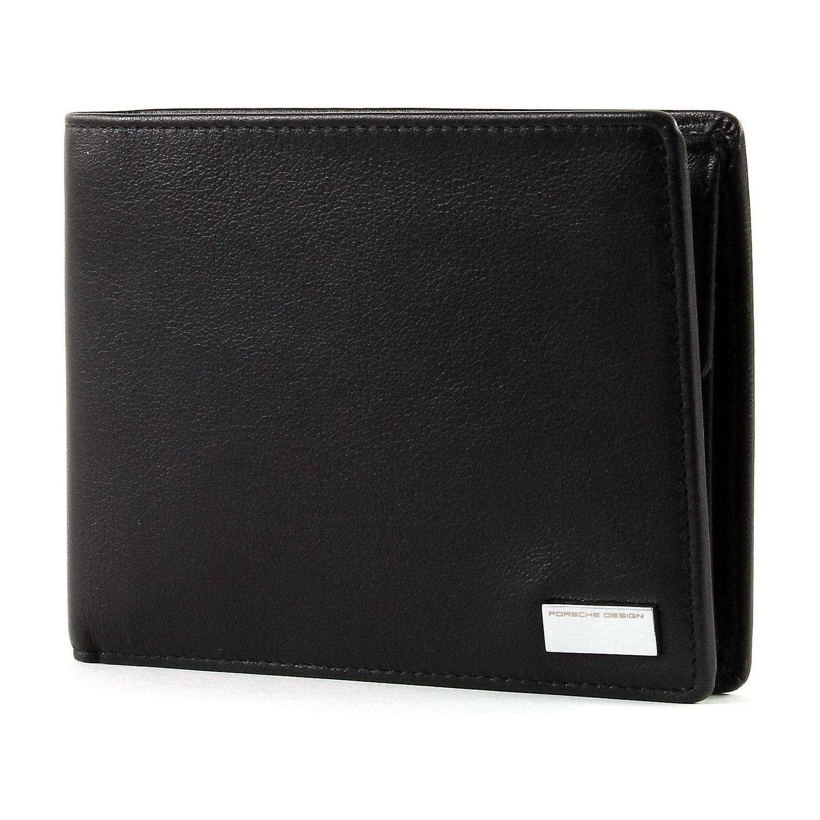 PORSCHE Design Geldbörse H10 Trifold Portemonnaie mit Karten & Münzfach, Carbon & Silber-Emblem, inkl. Geschenkbox