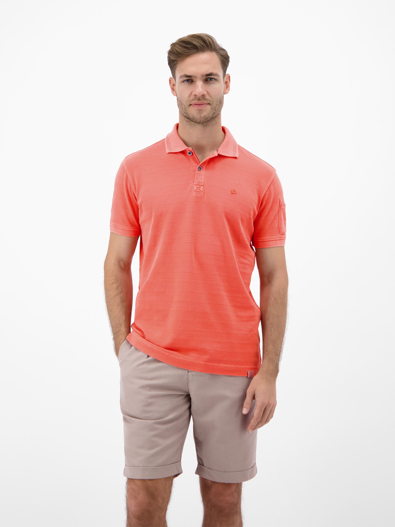 Poloshirt Poloshirt, unifarben aus gestreiftem Piqué-Gewebe