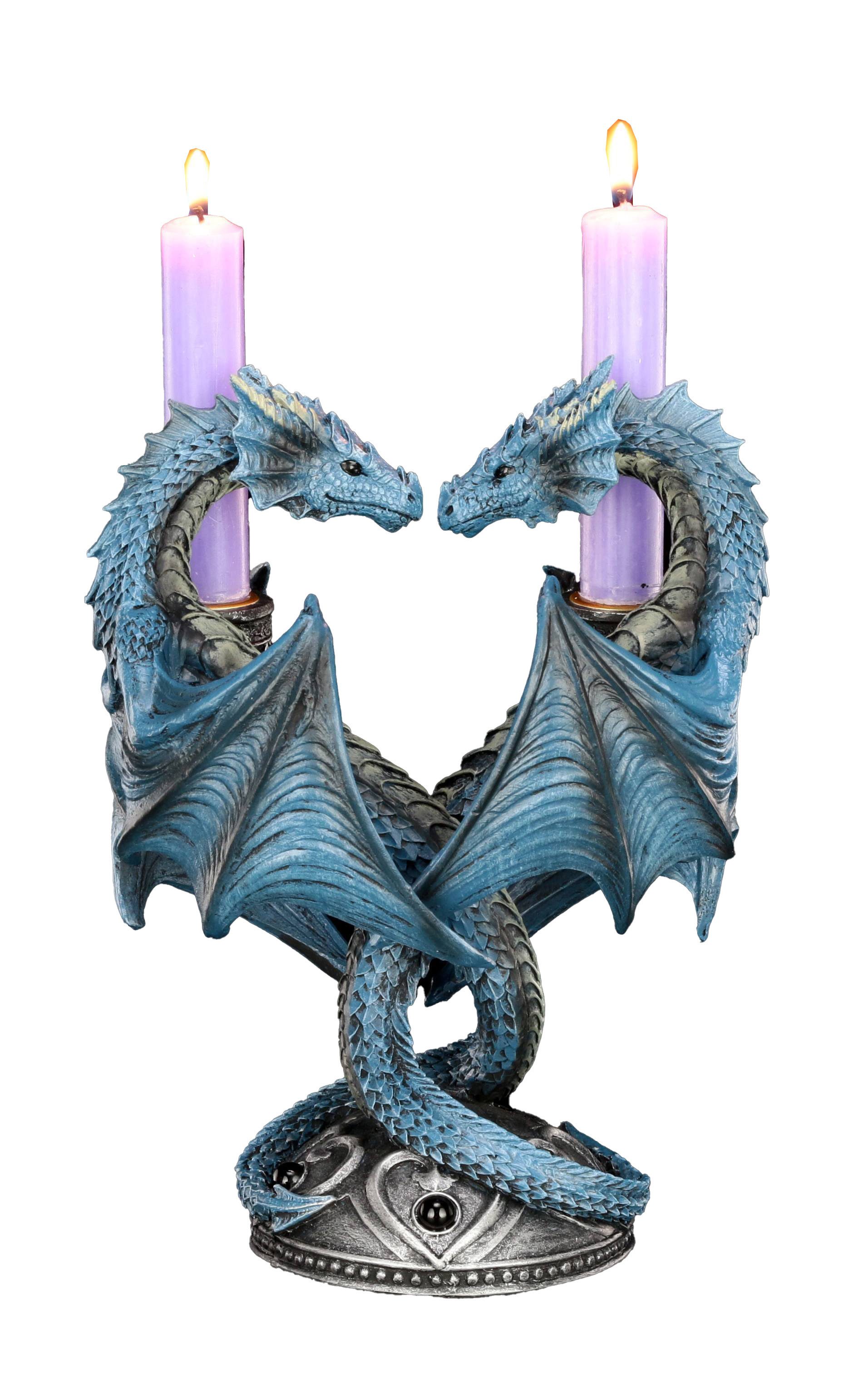 Figuren Shop GmbH Kerzenhalter Kerzenhalter Drachen Herz - Dragon Heart by Anne Stokes - Gothic