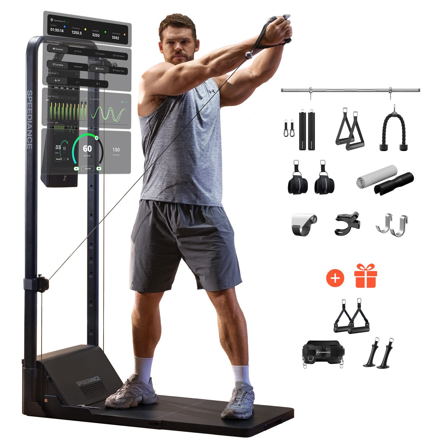 SPEEDIANCE Kraftstation Gym Monster 2, verbessertes KI-gesteuertes All-in-One Home Gym(Basic), Multifunktionale Smith-Maschine, Ganzkörper-Krafttrainingsgerät
