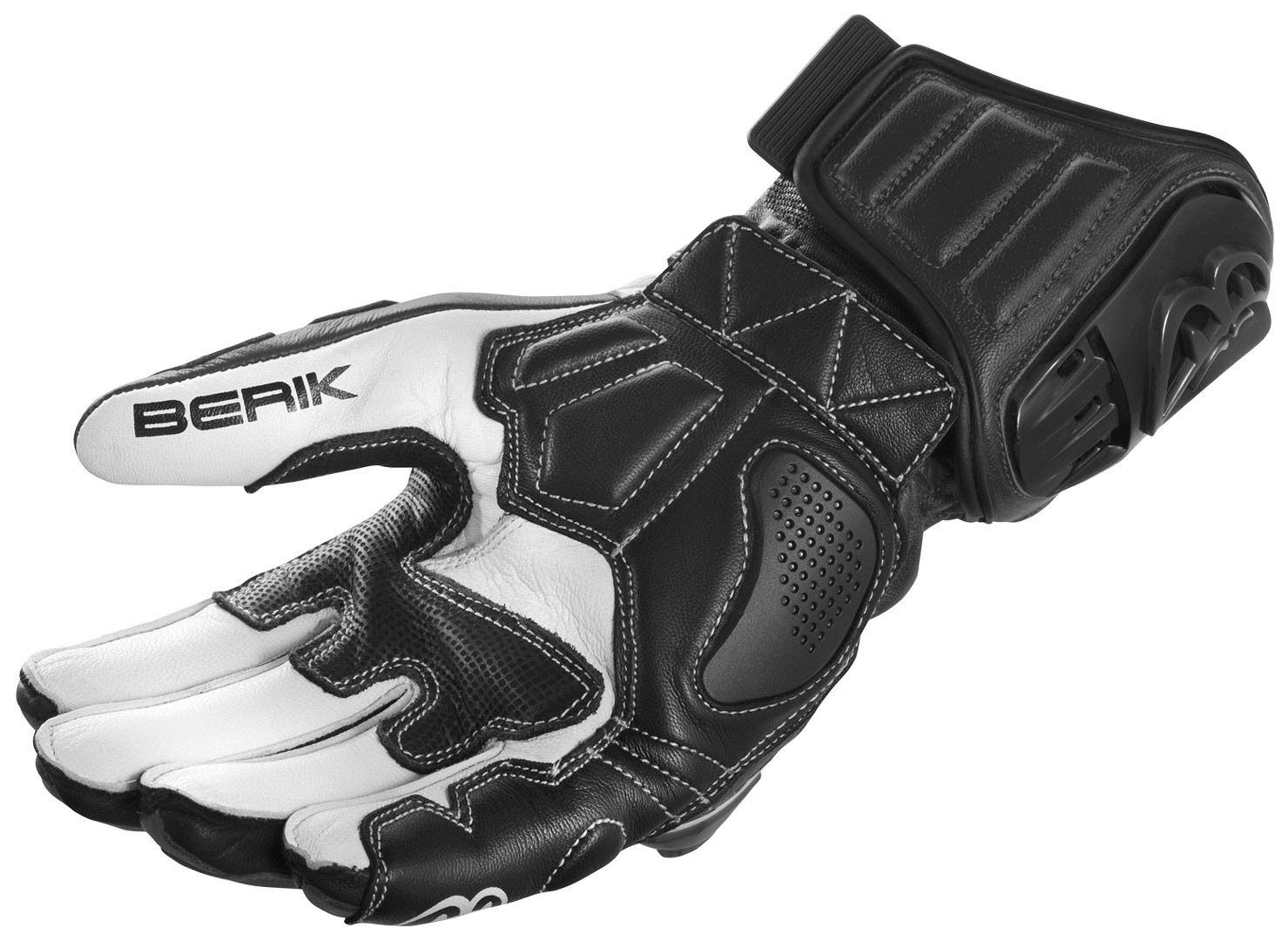 Motorradhandschuhe Track Plus Black/White Motorradhandschuhe Berik