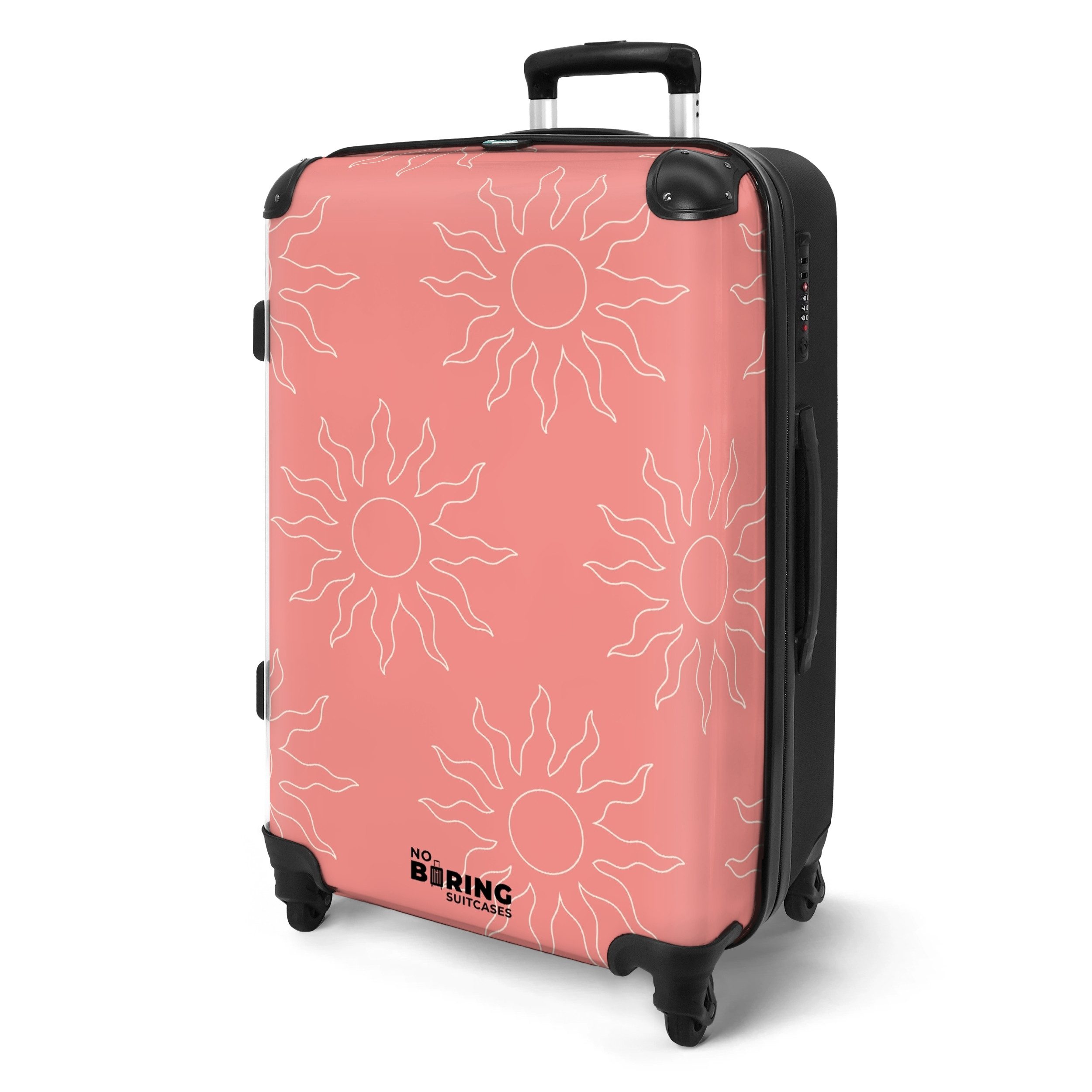 NoBoringSuitcases.com© Hartschalen-Trolley Rosa Sonnenmuster 67 cm günstig online kaufen