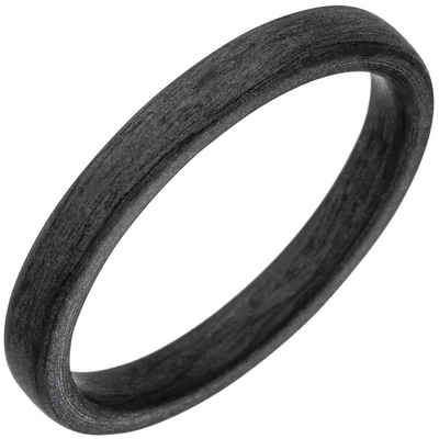 Schmuck Krone Fingerring Partner Ring 3mm aus Carbon schwarz flach schlicht