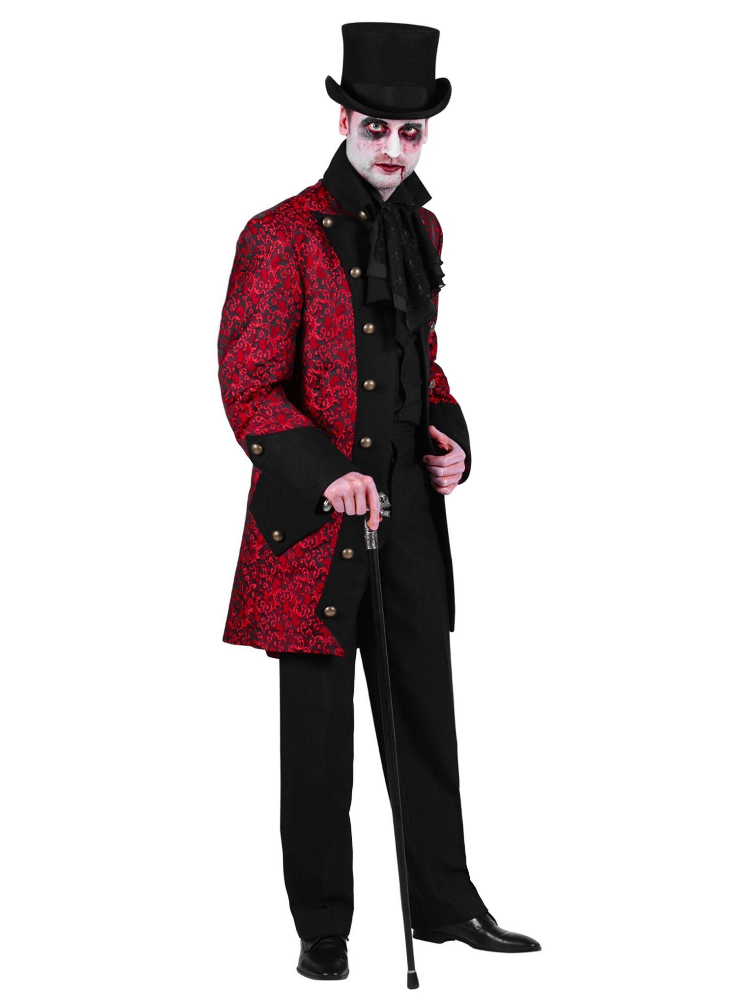 thetru Vampir-Kostüm Paisley Herrenmantel rot, Herren-Gehrock für Steampunk, Gothic und Vampire