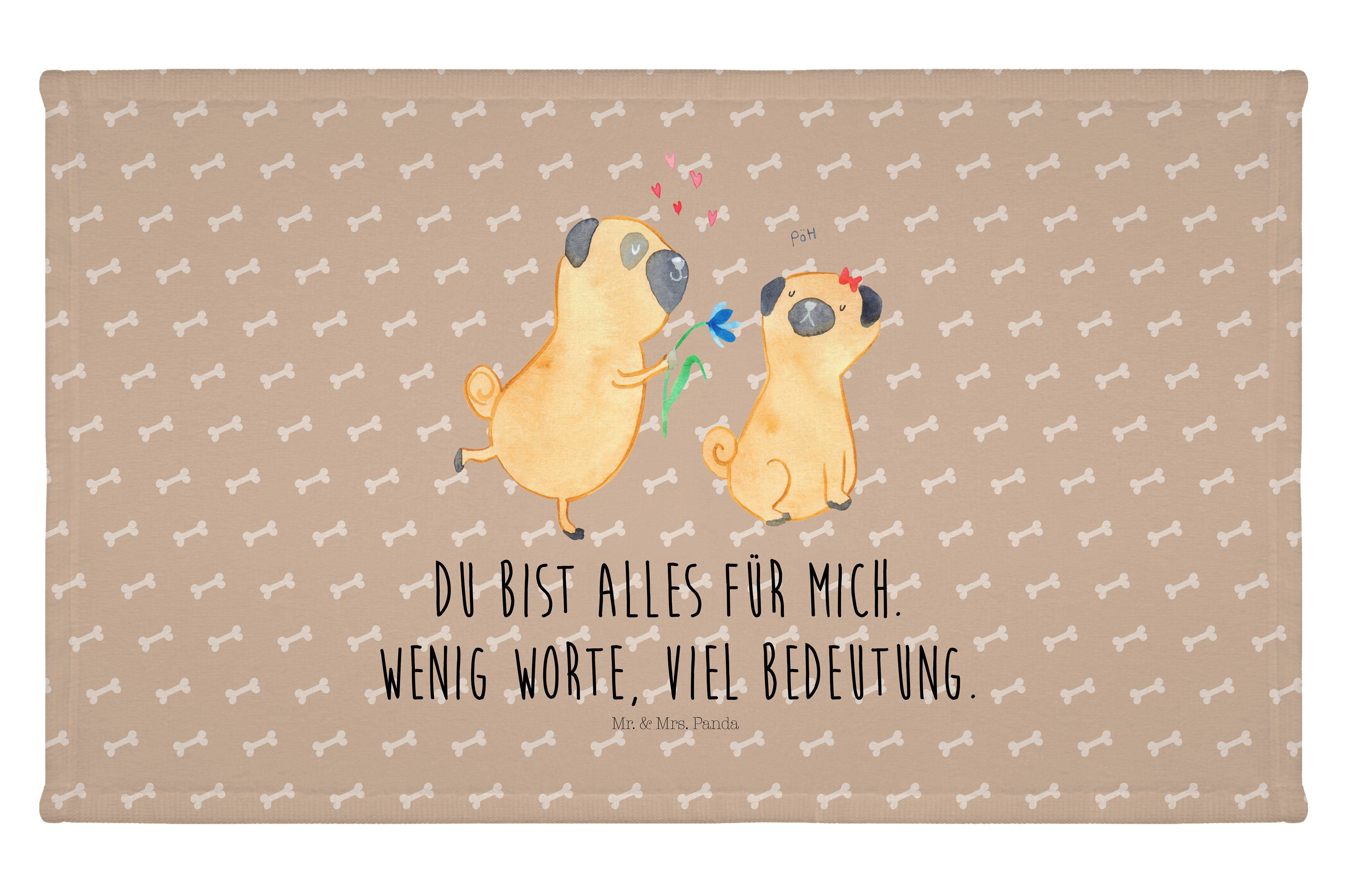 Mr. & Mrs. Panda Handtuch Mops verliebt - Hundeglück - Geschenk, Sport Handtuch, Frottier, Hund, (1-St)