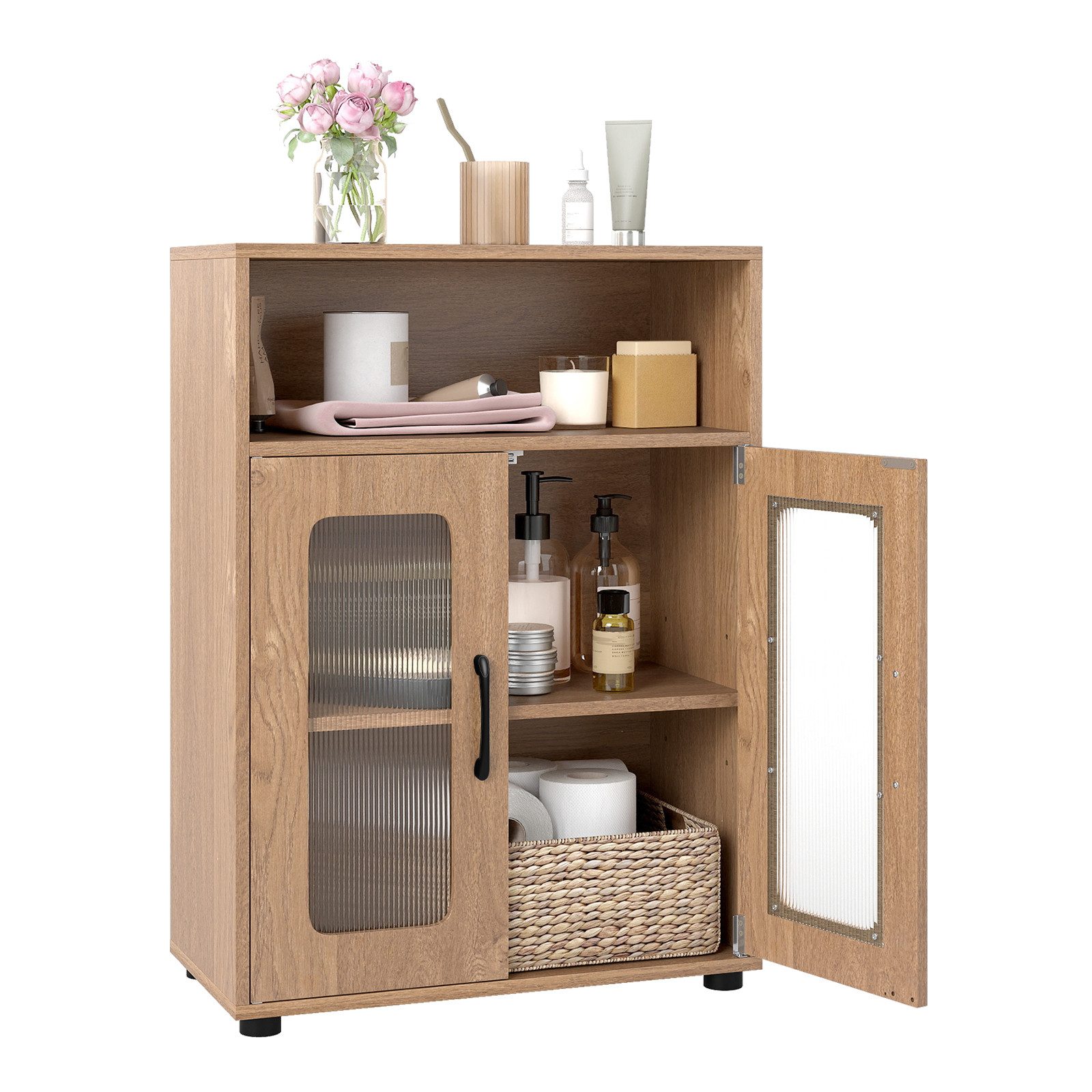 COSTWAY Badkommode, Badezimmerschrank mit Stauraum, Sideboard 60x30x83cm