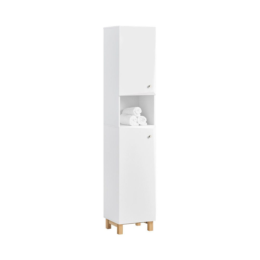 SoBuy Hochschrank Badregal Badezimmerschrank Badezimmermöbel Weiß BZR91-W günstig online kaufen