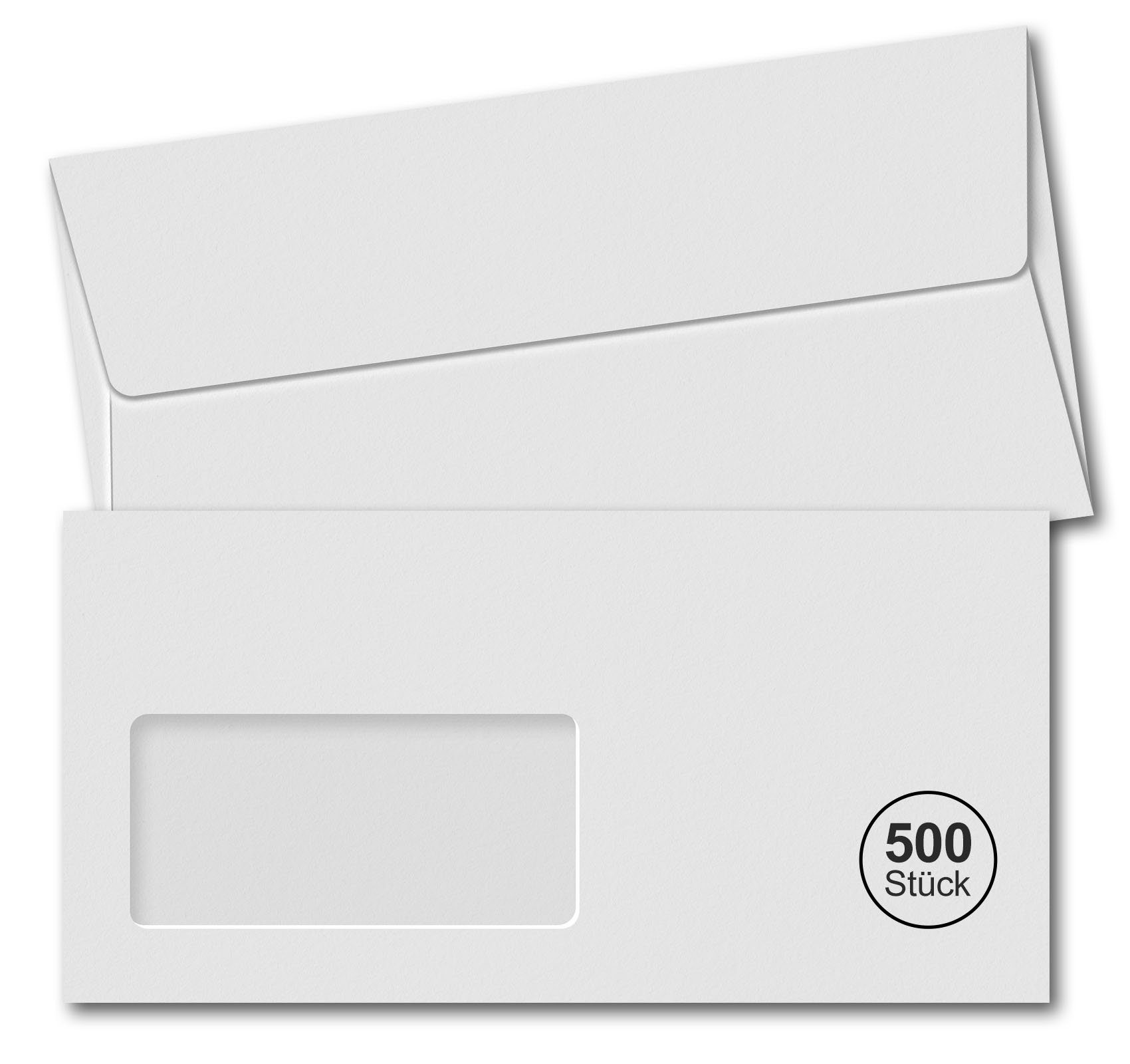 Homewit Briefumschlag 500 Stück DIN Lang Selbstklebende Weiße Briefumschläge 220 x 110 mm, Mit 100 x 48 mm Fenster
