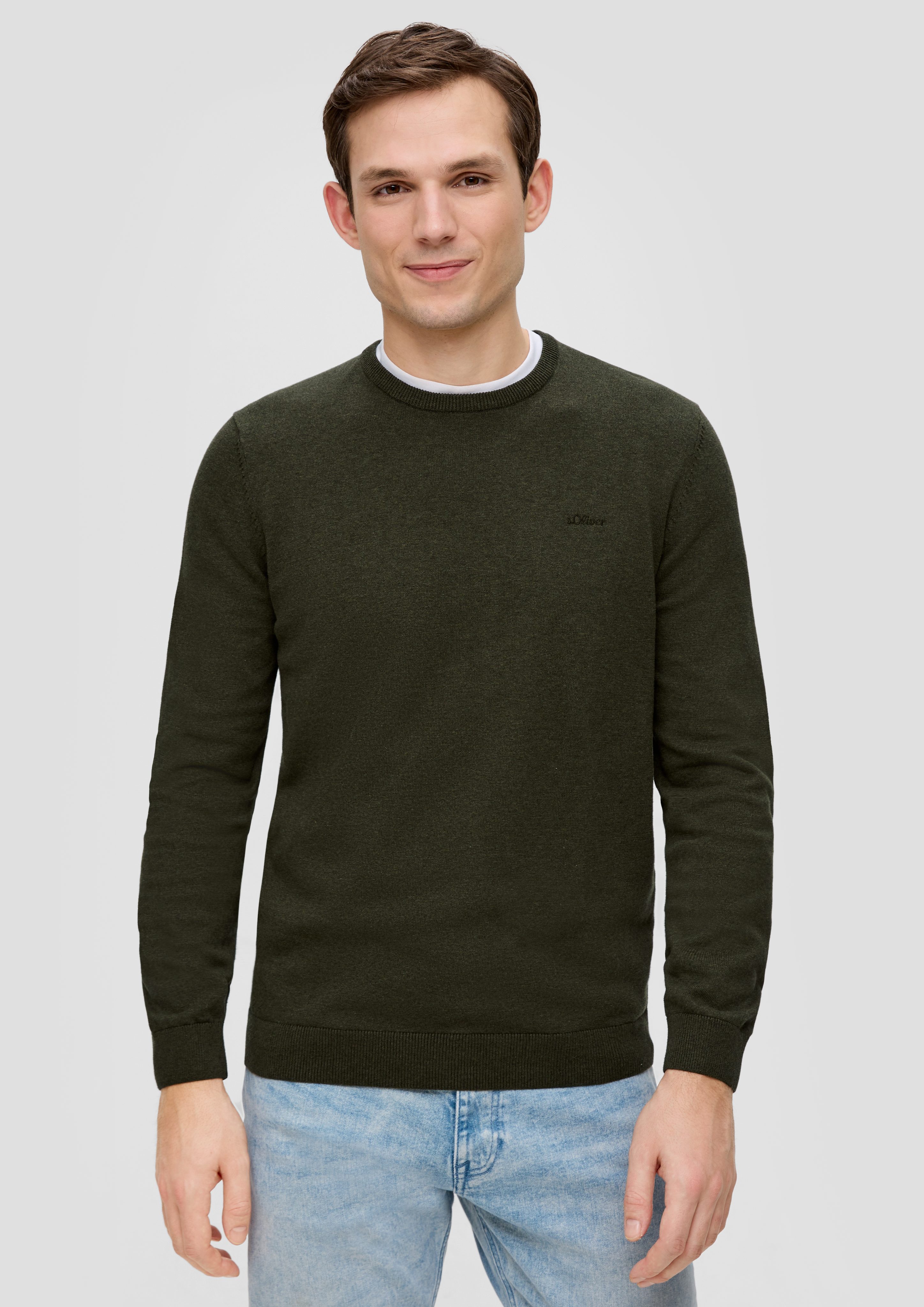 s.Oliver Strickpullover Strickpullover mit Logo-Stickerei Logo günstig online kaufen